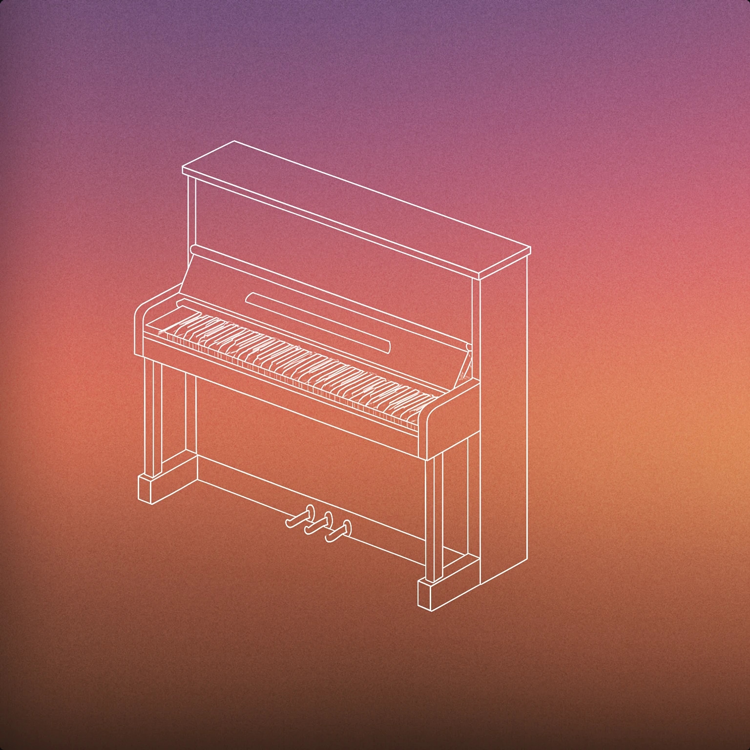 Cover of An upright piano with softly pressed keys gently receding inward for Soft Piano sound effects