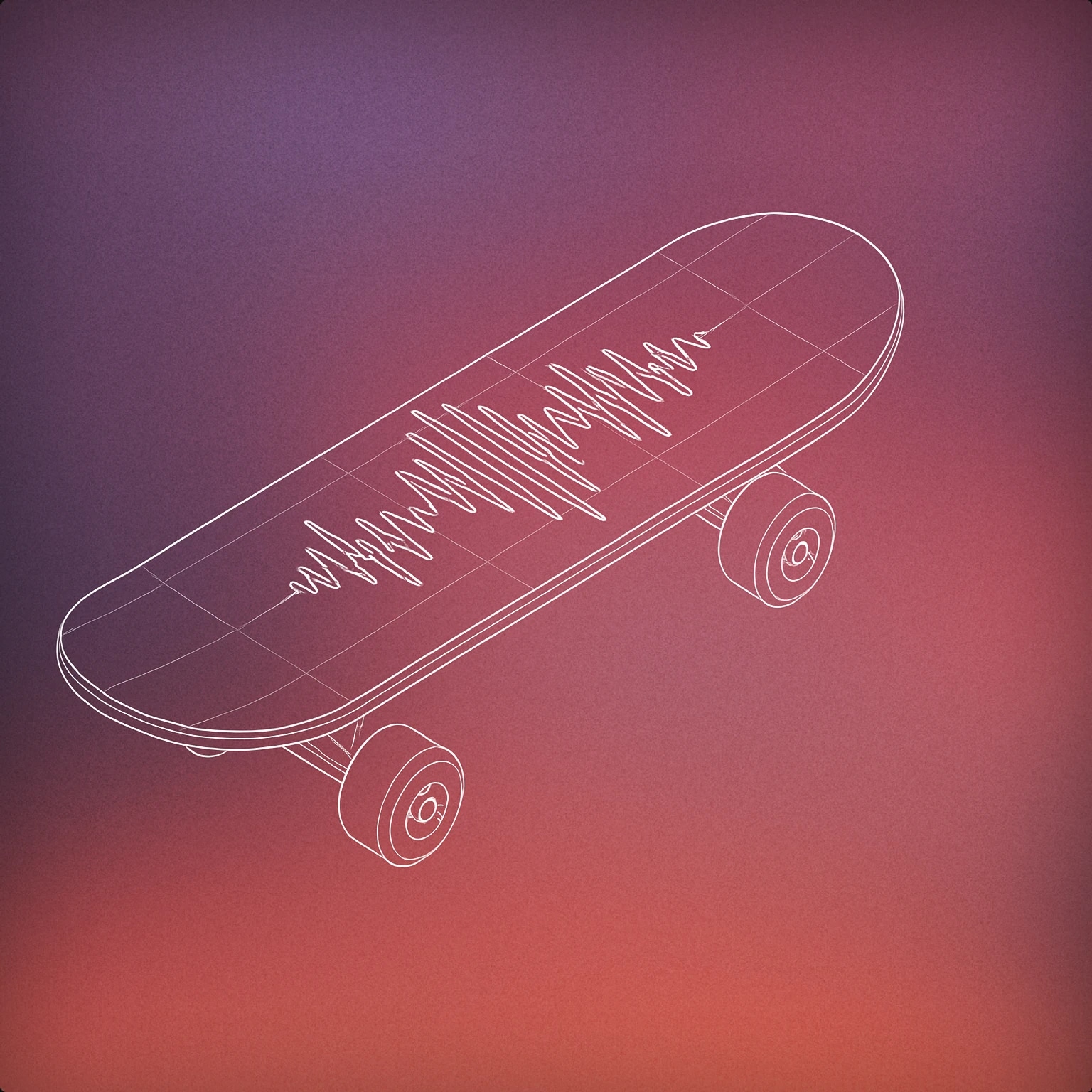 Cover of skateboard with stylized soundwave pattern carved into the deck for Skate sound effects