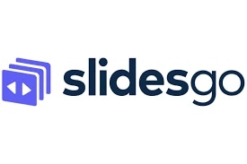 Slidesgo logo with a purple icon and black text