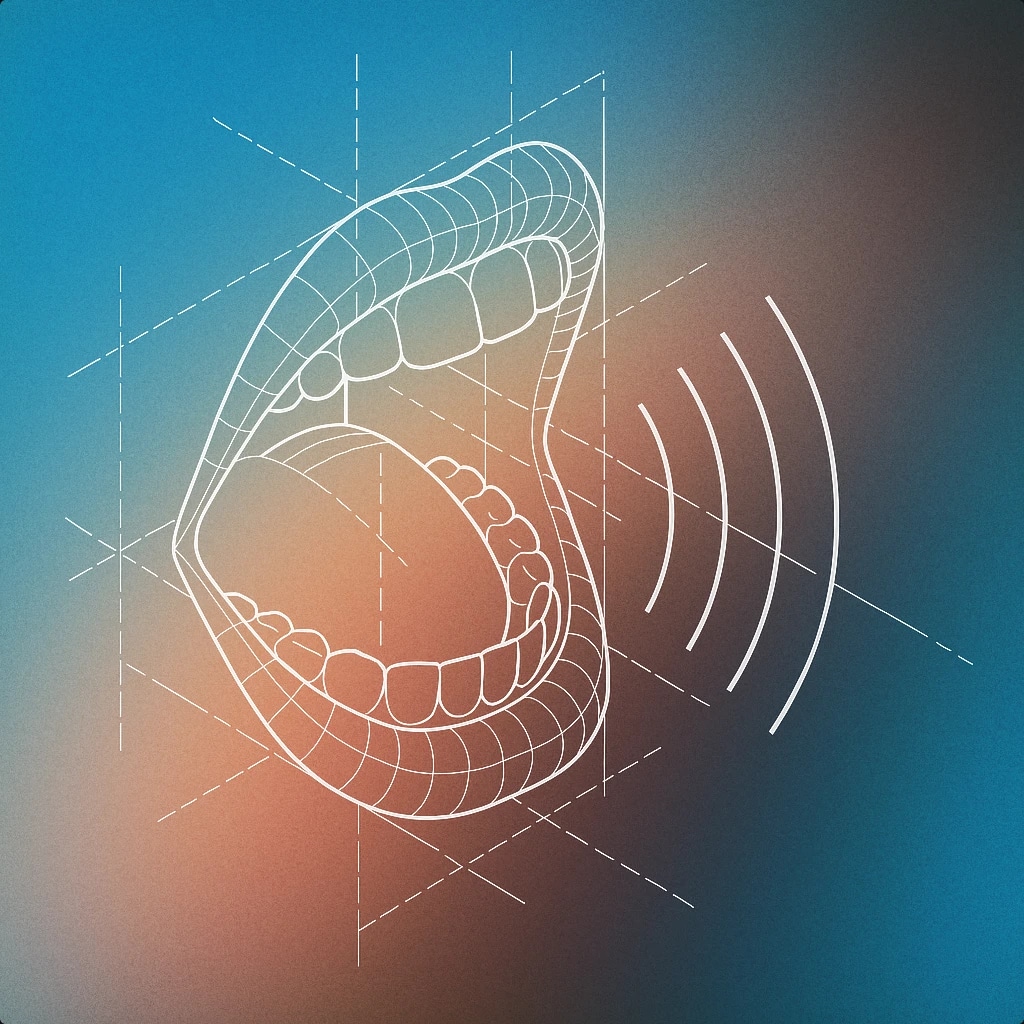 Cover of a stylized open mouth with sound lines radiating outward for Woohoo sound effects