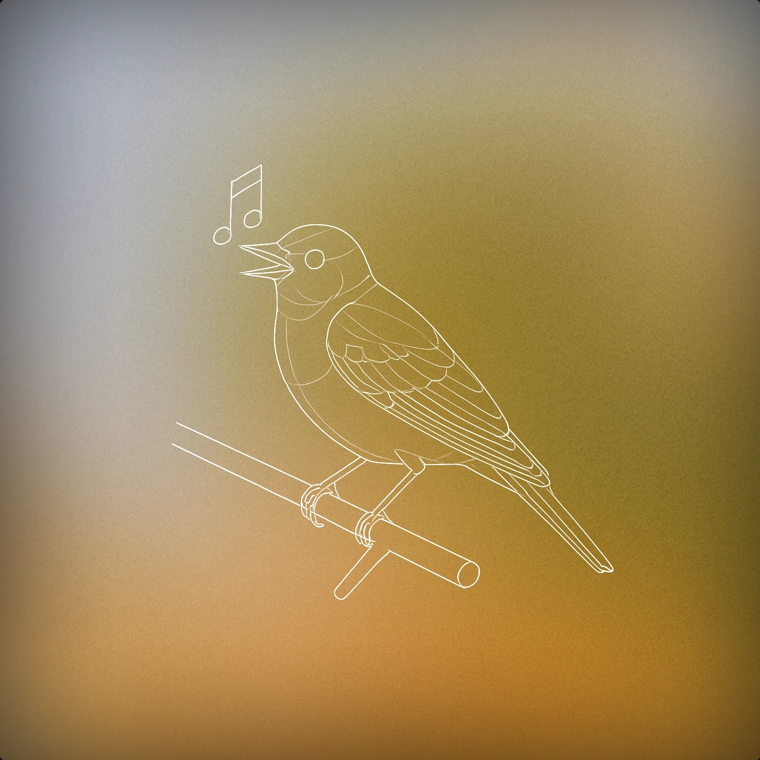 Cover of A perched songbird on a simple branch with a subtle note shape above its beak for Morning Birds sound effects