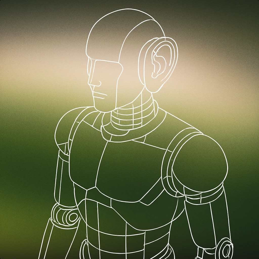 Cover of A humanoid robot with a single, prominent ear-like audio sensor on one side of its head for Robot sound effects
