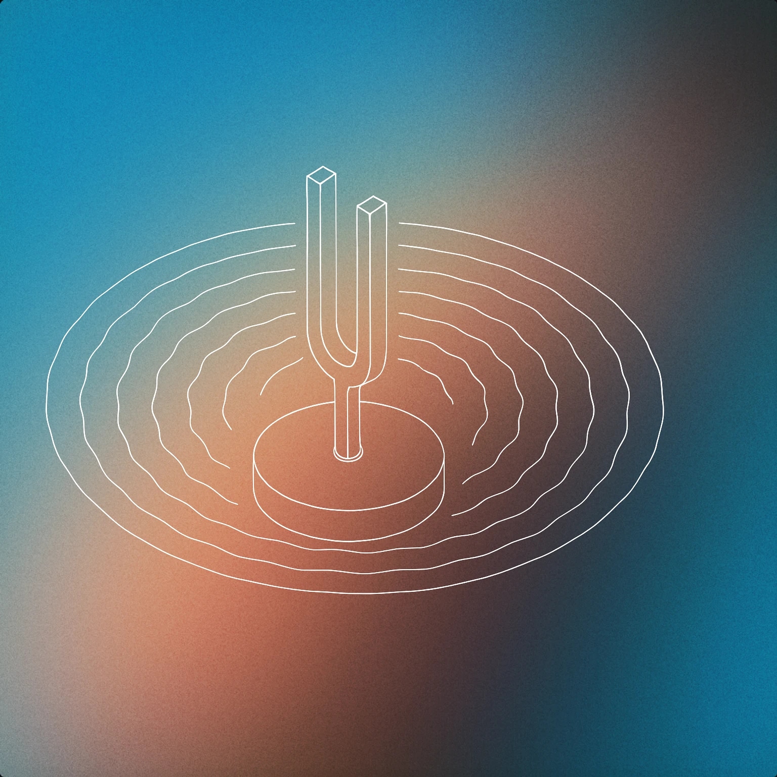 Cover of A gently rippling circular tuning fork resting on a flat base, with subtle undulating lines radiating outwards from its center for Low Hum sound effects