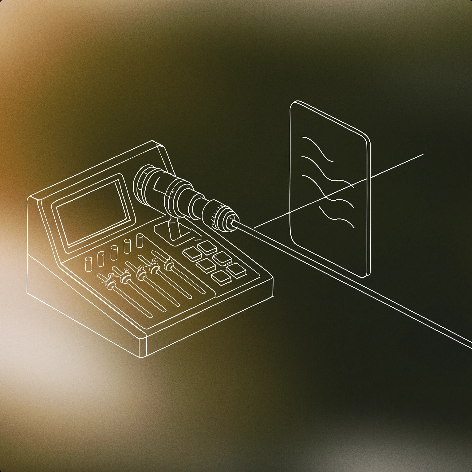 Cover of A futuristic audio control console with a single, prominent beam emitter projecting a straight, narrow beam through a transparent sound barrier for Laser Beam sound effects