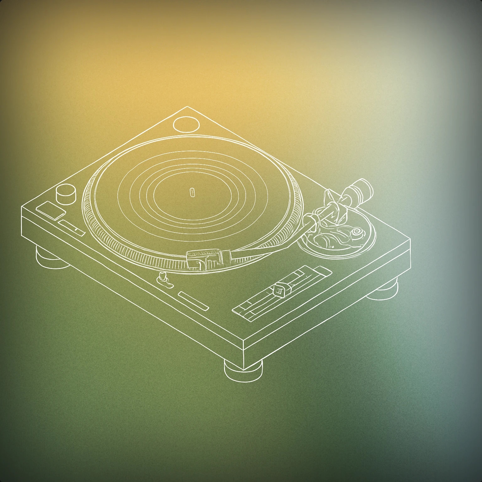 Cover of Rotary DJ turntable with a single tonearm positioned over the record for Turn sound effects