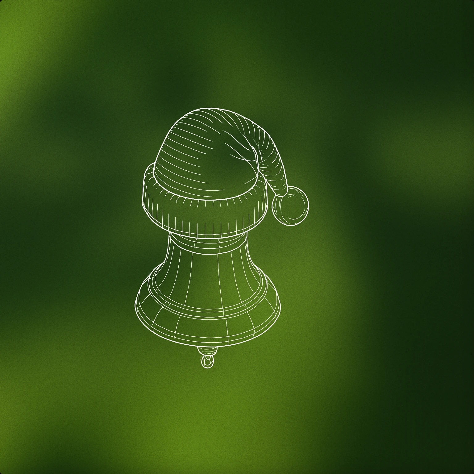 Cover of Santa hat placed atop a classic bell for Santa Claus sound effects