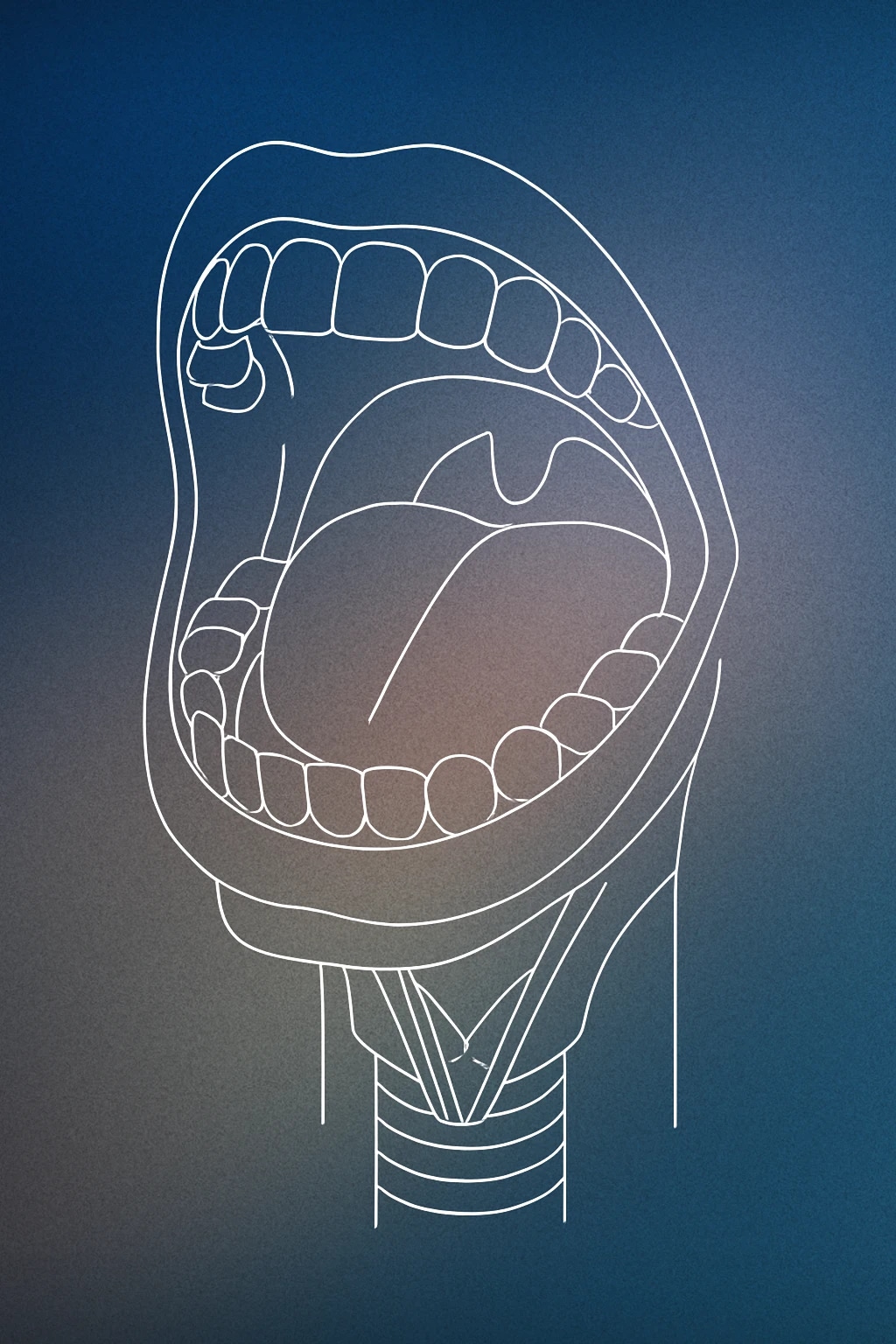 Cover of open human mouth with visible vocal cords for Ahh sound effects