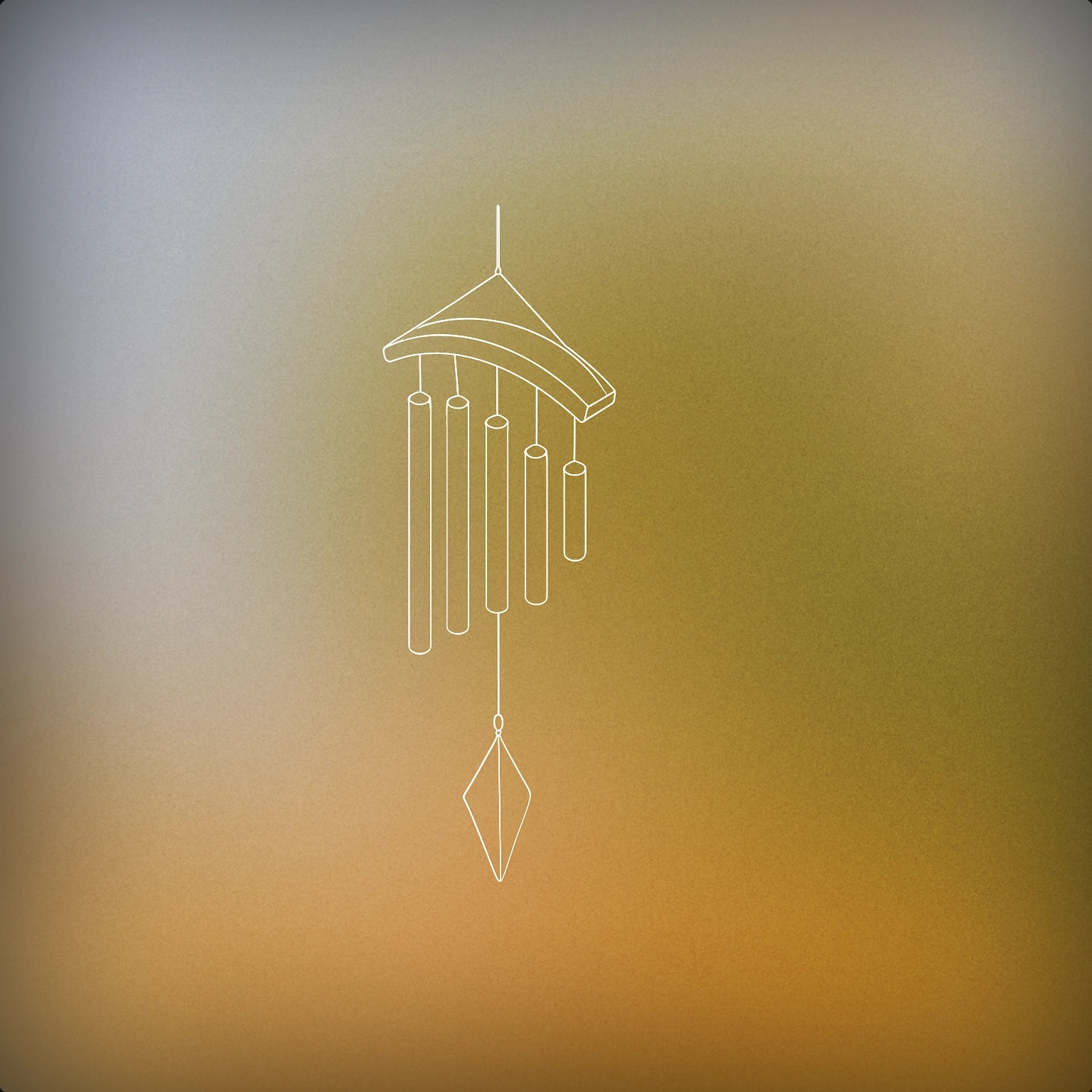 Cover of A single, gently curving wind chime suspended in the air, with one pendant swaying slightly to one side for Gentle Wind sound effects