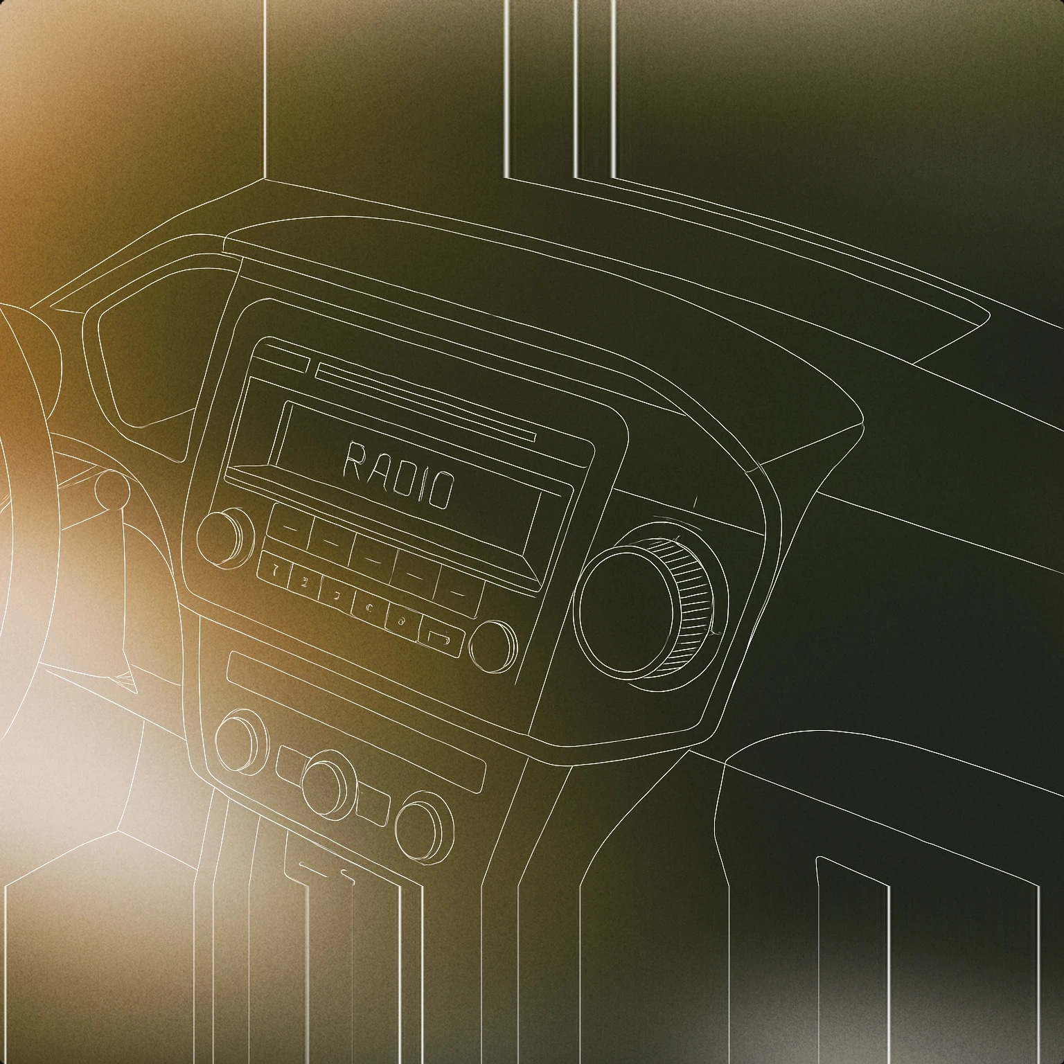 Cover of A car dashboard with a prominent radio display and a single large volume knob for Voiture sound effects