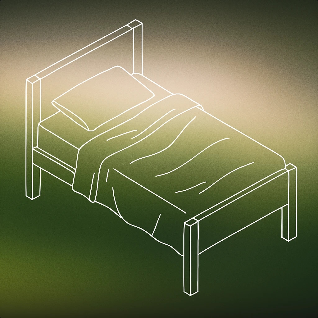 Cover of A simple bed with a pillow and a gently rising and falling blanket for Snoring sound effects