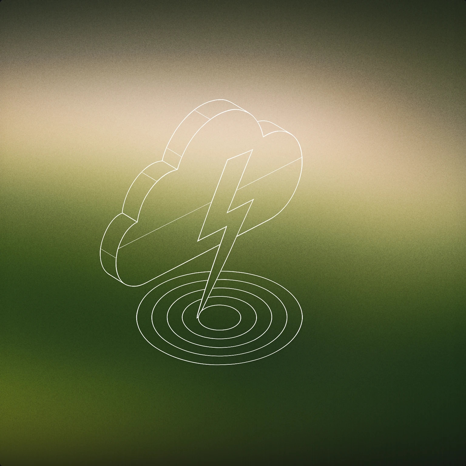 Cover of a simplified cloud with a single jagged lightning bolt and stylized concentric ripples emanating outward for Distant Thunder sound effects