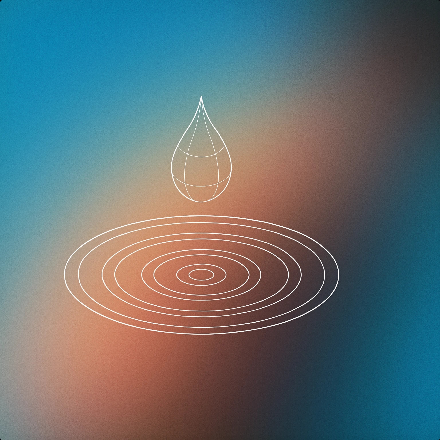 Cover of a droplet of water suspended above a simple circular ripple in a pool for Water Dripping sound effects
