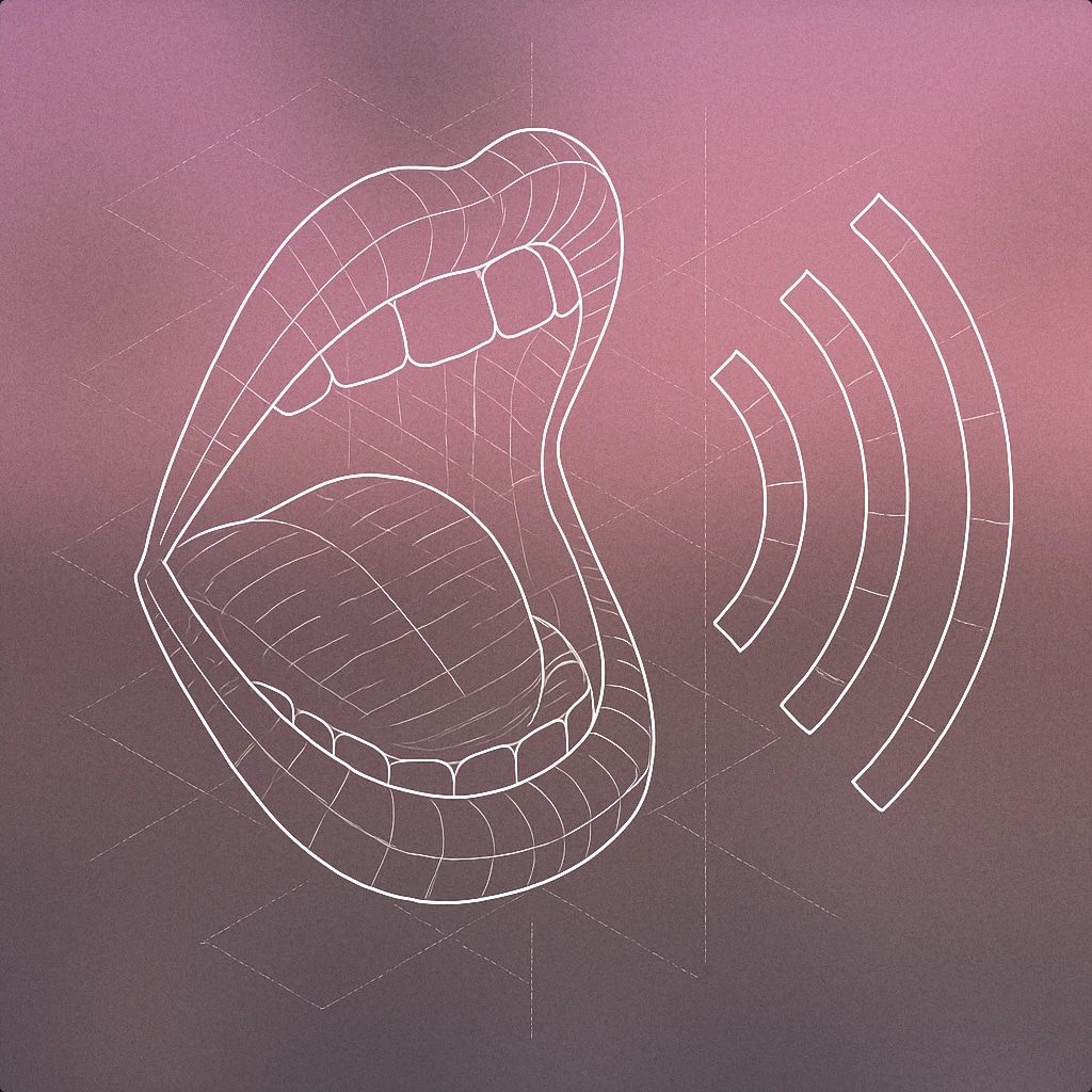 Cover of open mouth with stylized sound lines emanating outward for Laugh sound effects
