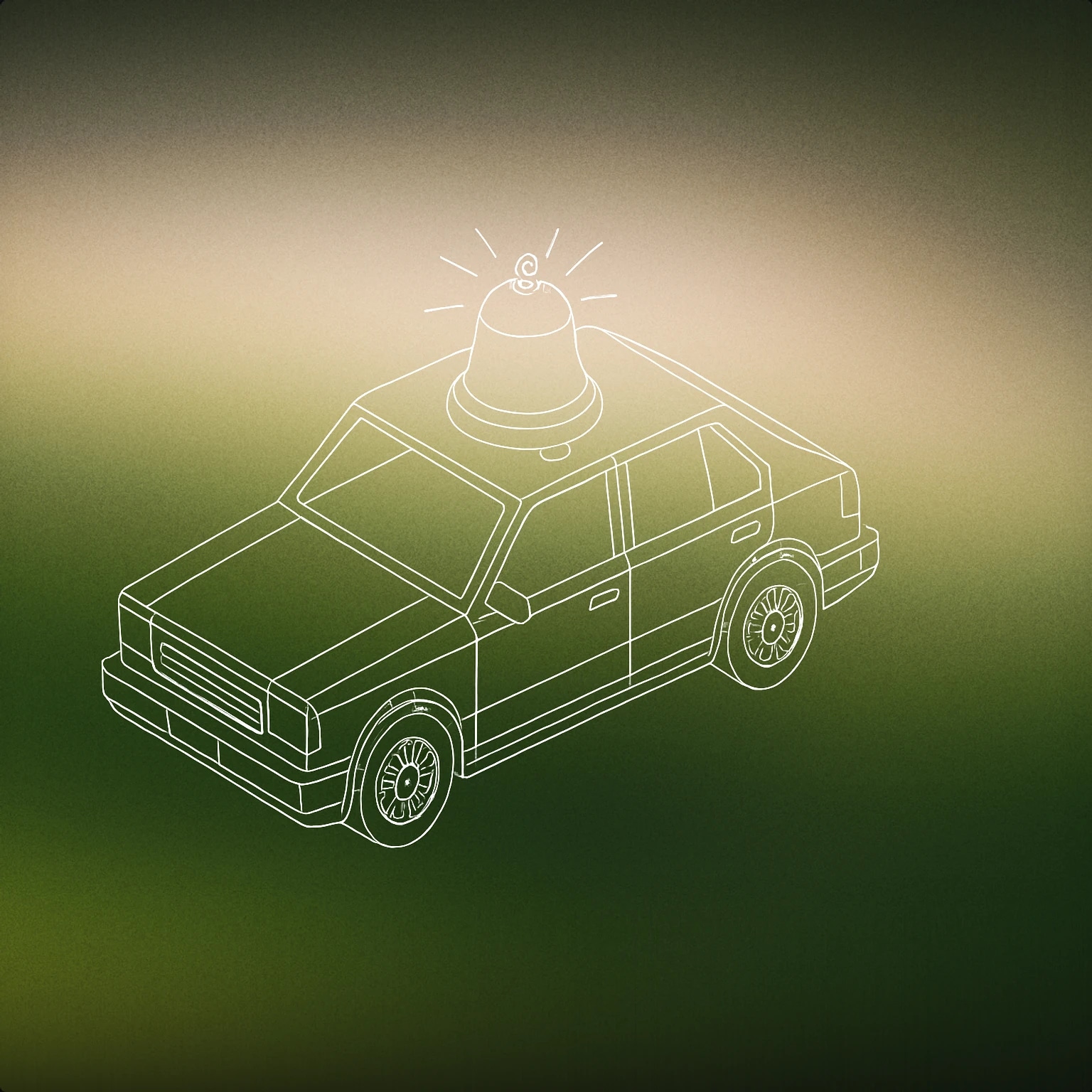 Cover of car with a stylized ringing bell on its roof for Vehicle Alarm sound effects
