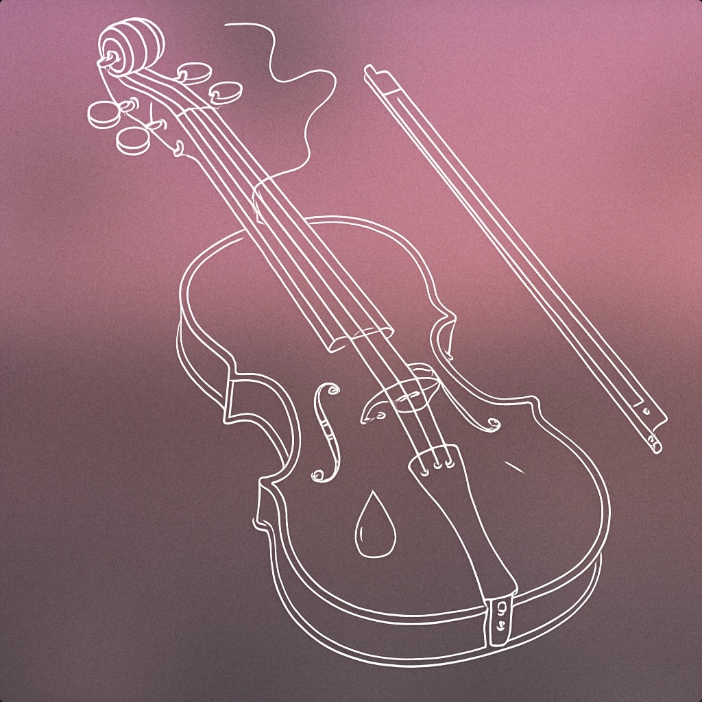 Cover of a single violin with a broken string and a teardrop resting on its body for Sad Violin sound effects