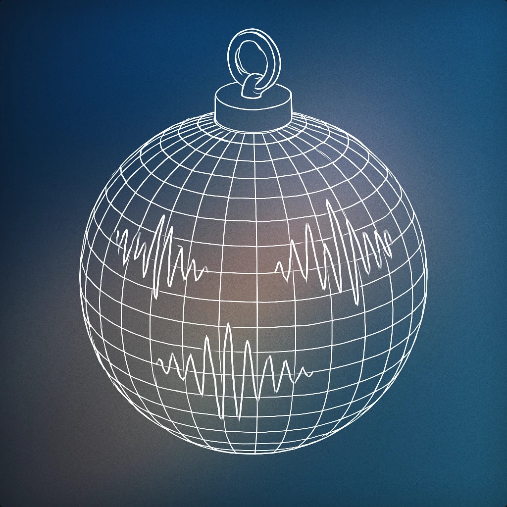 Cover of disco ball with subtle soundwave patterns etched on its surface for Party sound effects