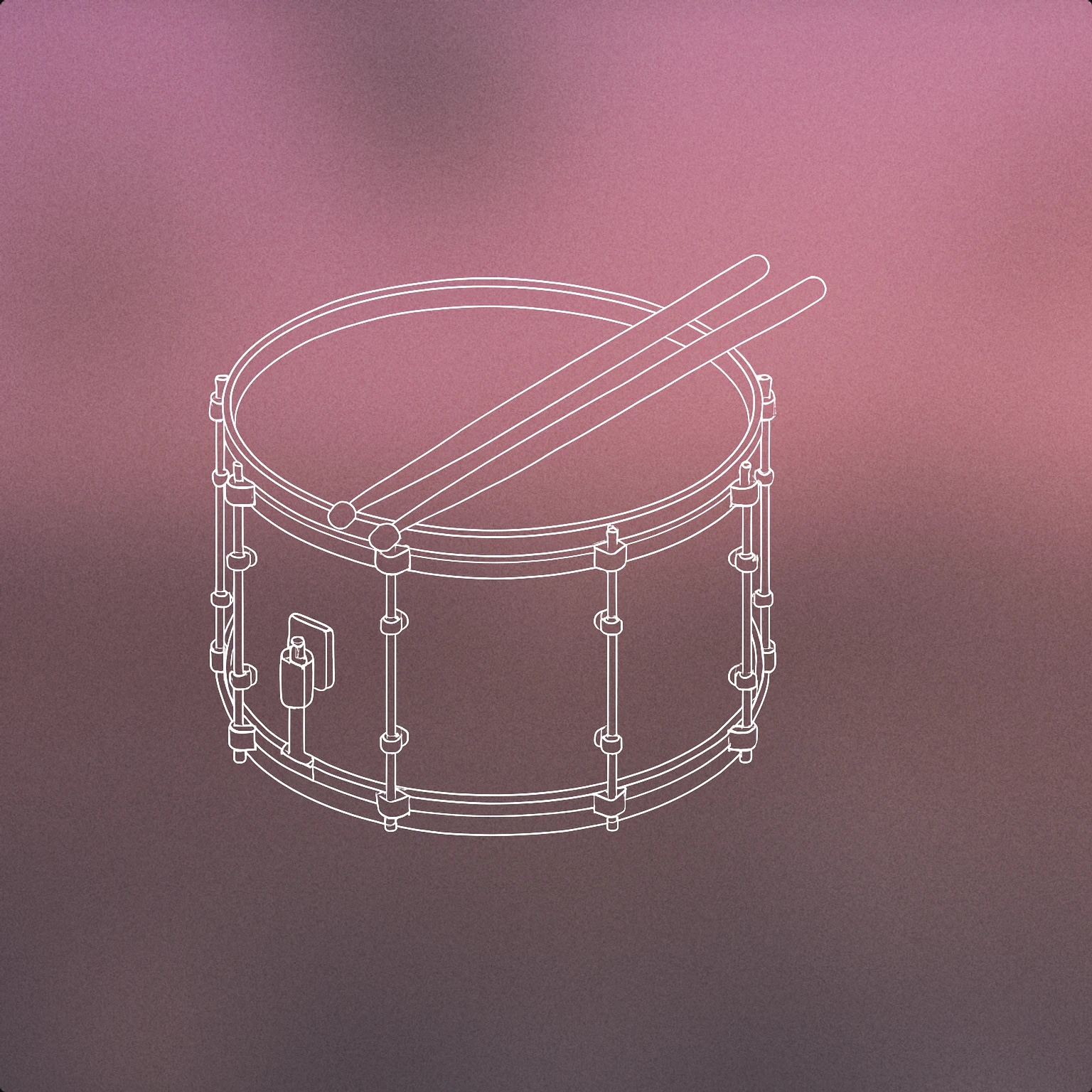 Cover of A single snare drum with attached drumsticks placed diagonally on top for Marching sound effects