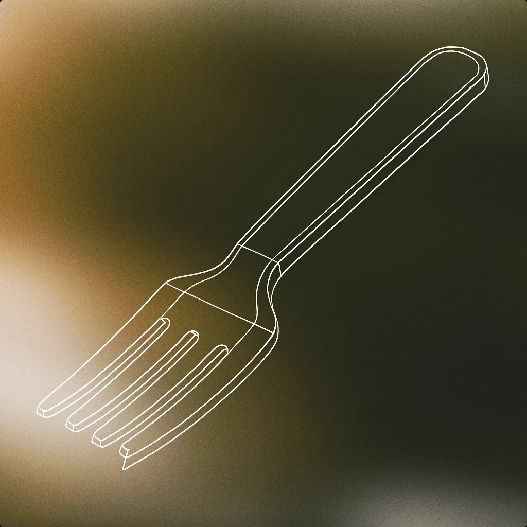 Cover of A single fork with a bite mark on one of its tines for Eating sound effects