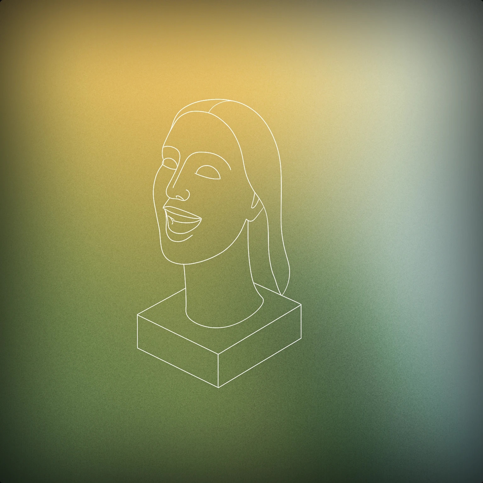 Cover of Minimalist sculpture of a smiling female face with open mouth for Female Laugh sound effects