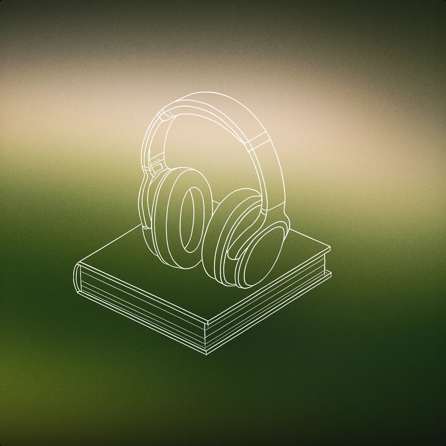 Cover of noise-cancelling headphones resting on a closed book for Relaxing sound effects