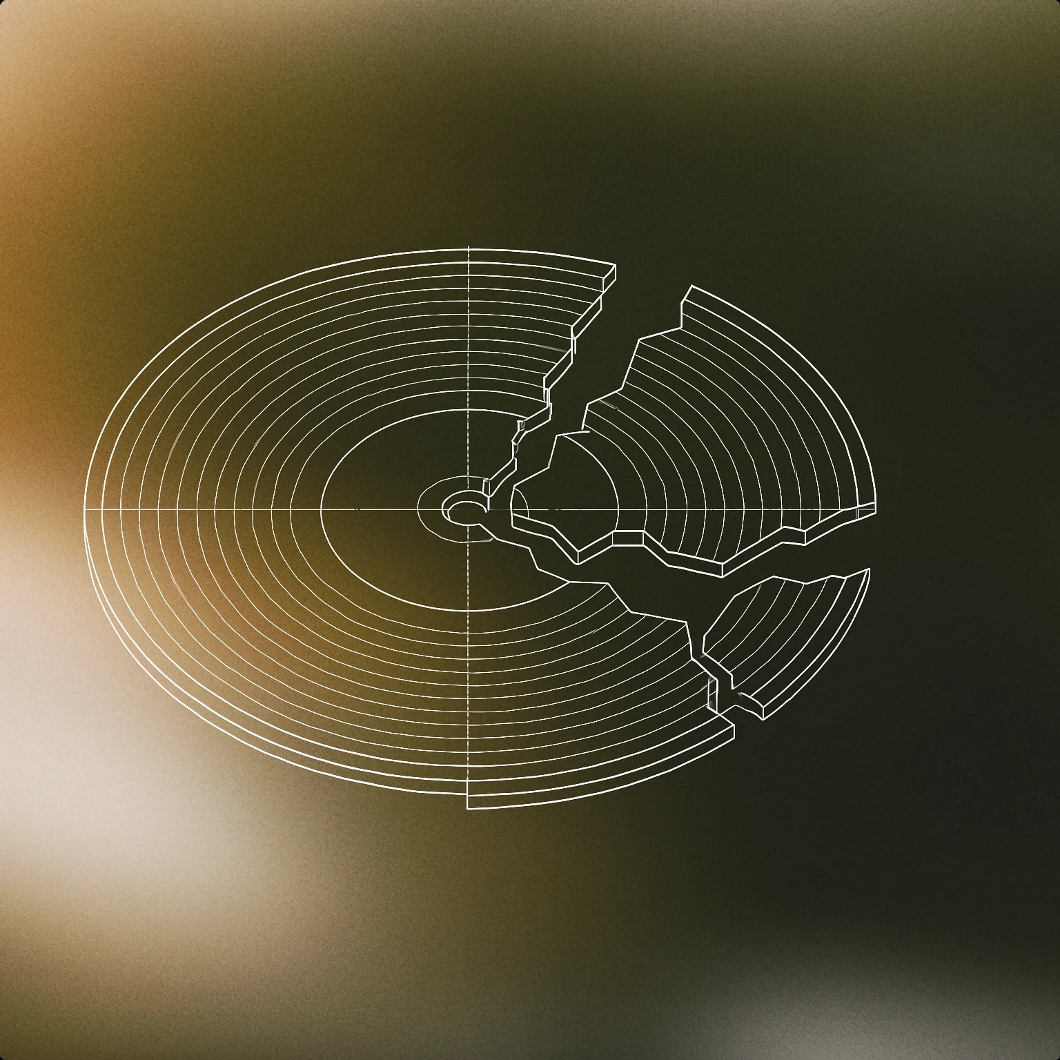 Cover of A cracked and separated vinyl record with jagged edges for Explode sound effects