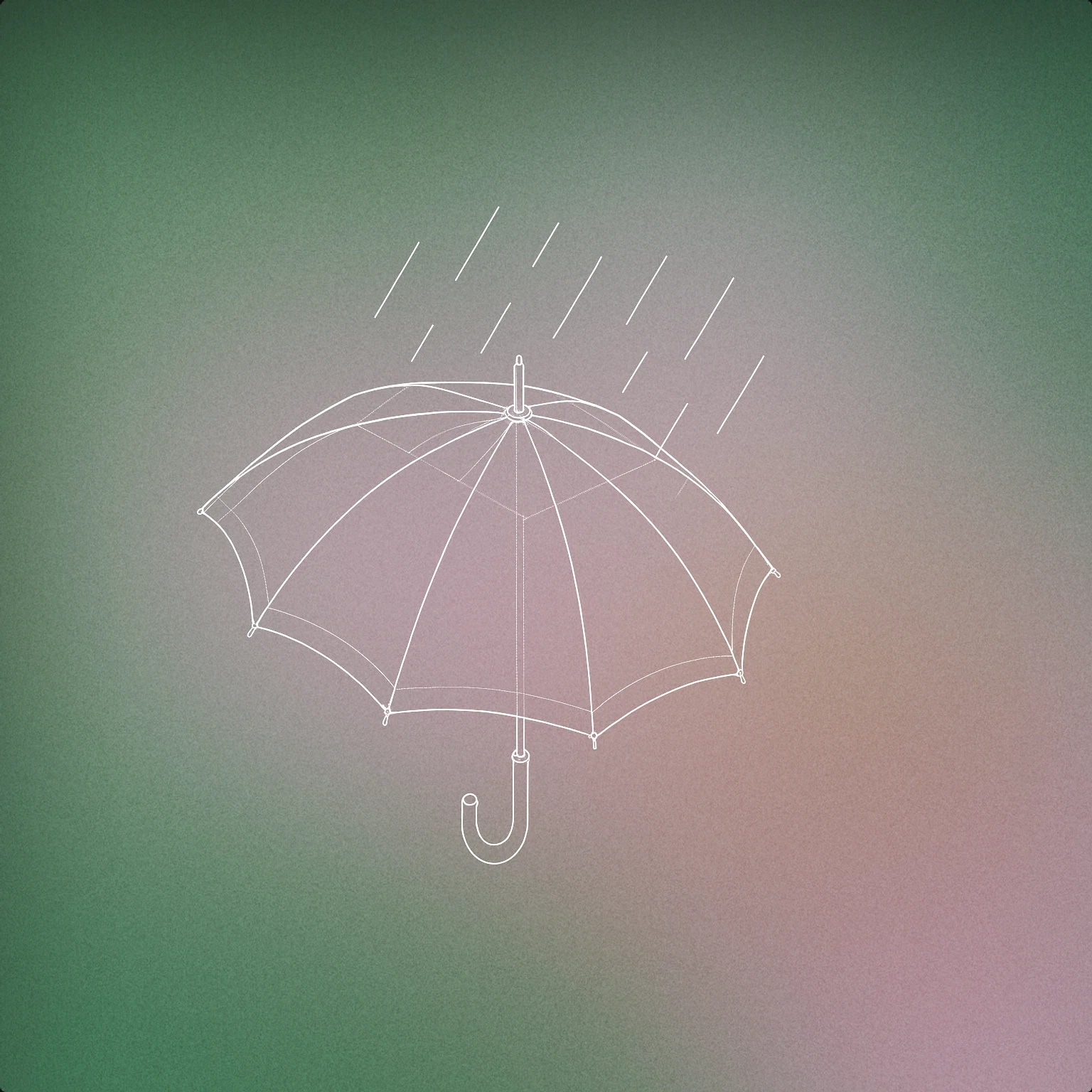 Cover of an umbrella with a few diagonal lines representing raindrops gently falling onto it for Light Rain sound effects