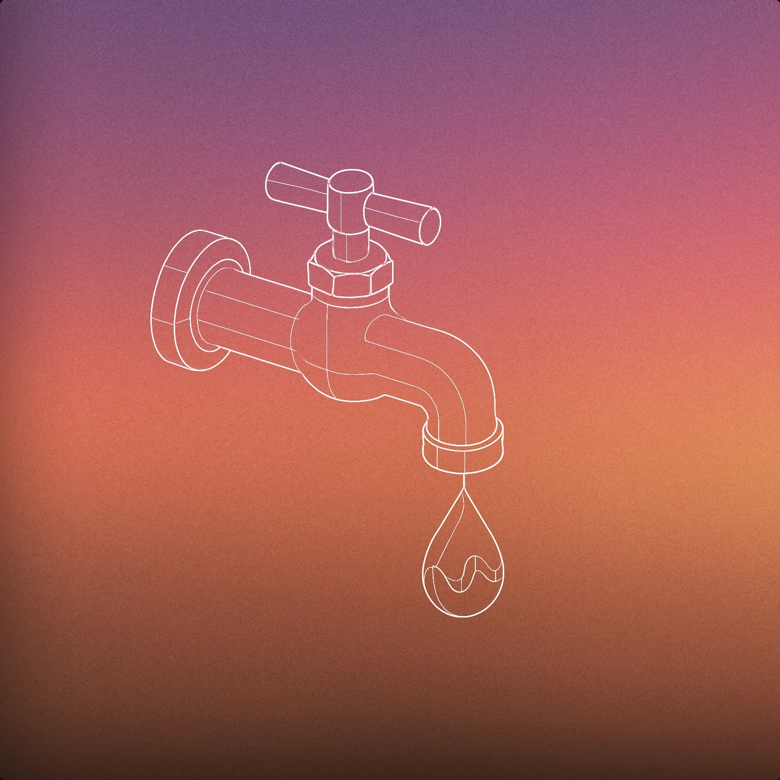 Cover of A single, stylized water faucet with a droplet suspended below the spout, the droplet containing a subtle waveform pattern inside it for Water Faucet sound effects