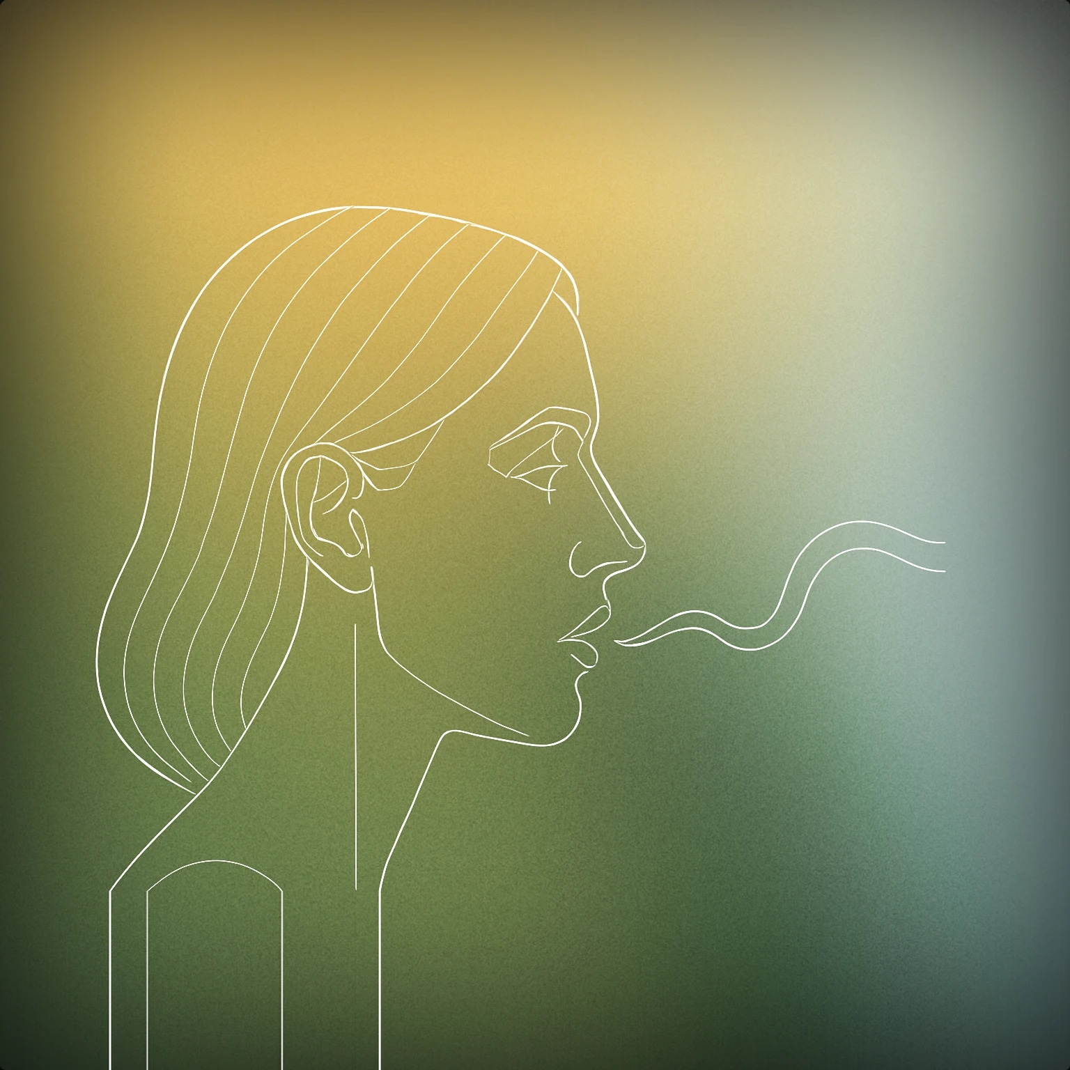Cover of Profile of a woman's face with a subtle wavy line emerging from her slightly parted lips for Female Breathing sound effects