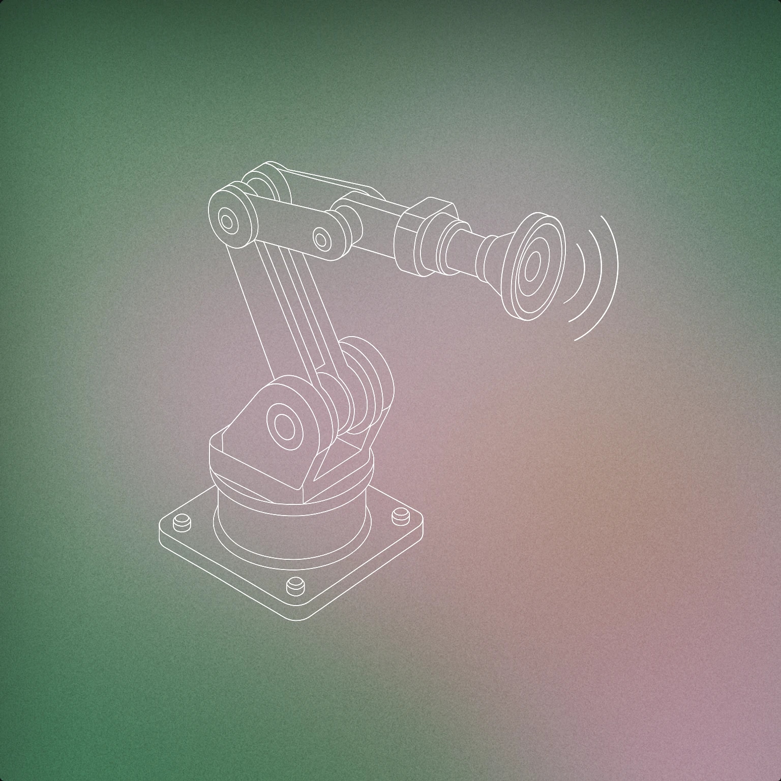 Cover of industrial robotic arm with a built-in audio sensor at the tip for Machinery sound effects
