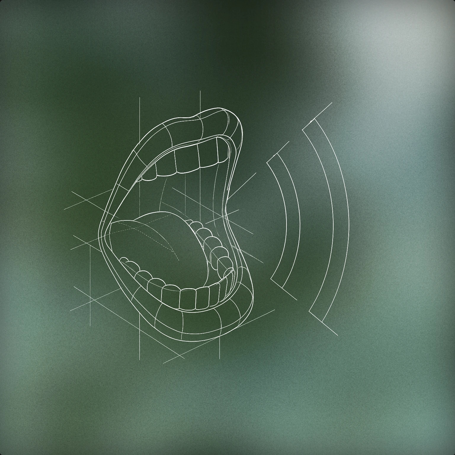 Cover of a stylized open mouth with sound lines radiating upward for Oh Great Heavens sound effects