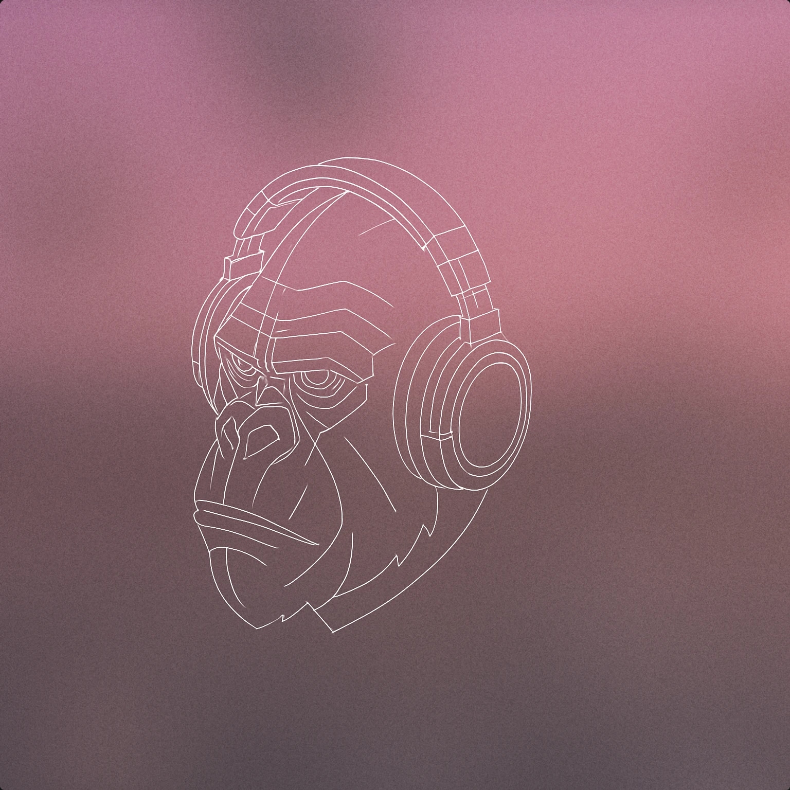 Cover of A stylized gorilla head wearing large over-ear headphones for Gorila sound effects