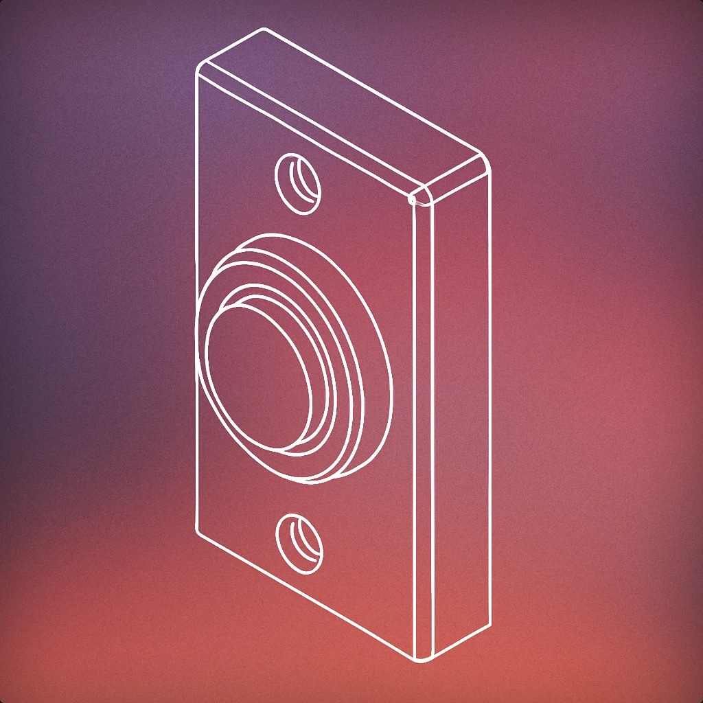 Cover of classic doorbell button with a circular center and a rectangular base for Ding Dong sound effects
