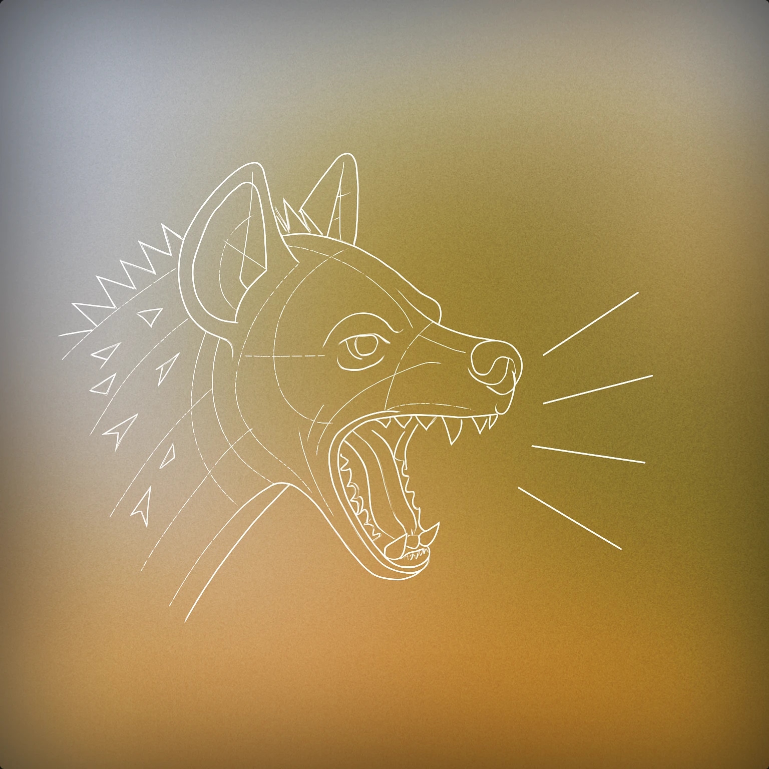 Cover of a stylized hyena head with an open mouth and distinct sound lines emanating from the mouth for Hyena sound effects