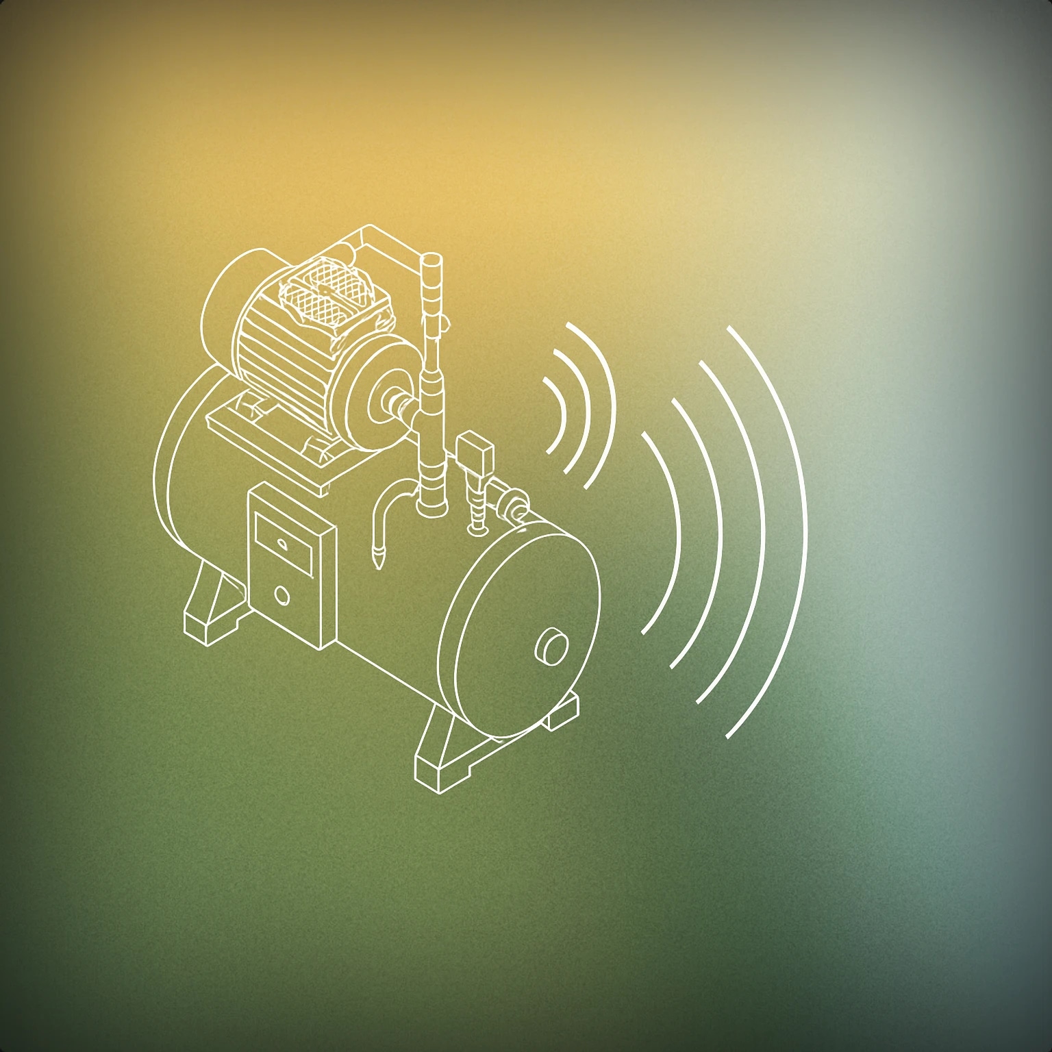 Cover of industrial machine emitting stylized sound waves for Factory sound effects