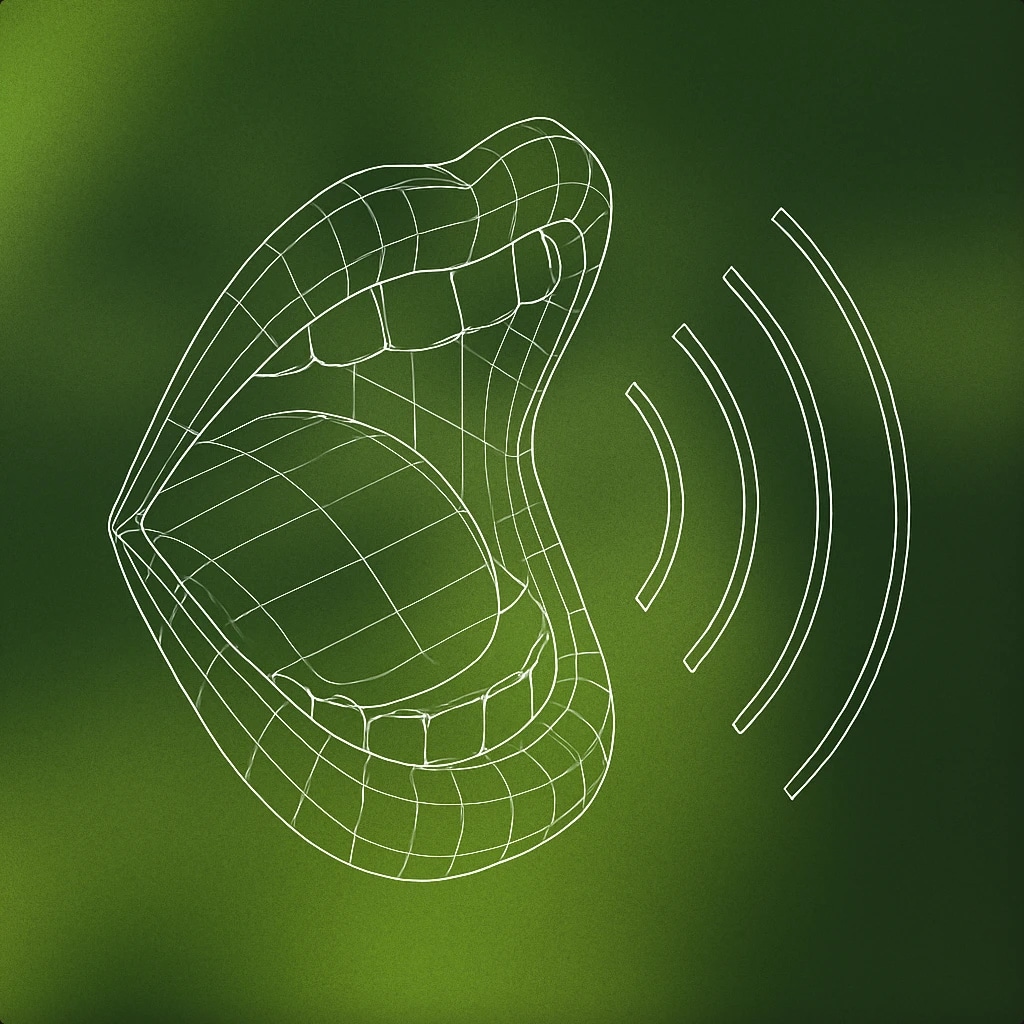Cover of a stylized open mouth with sound lines emanating outward for People Yelling sound effects