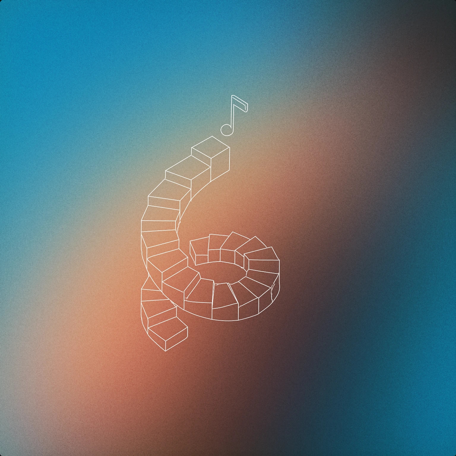Cover of An ascending spiral staircase formed from clean, solid blocks with a single music note hovering just above the top step for Rising sound effects