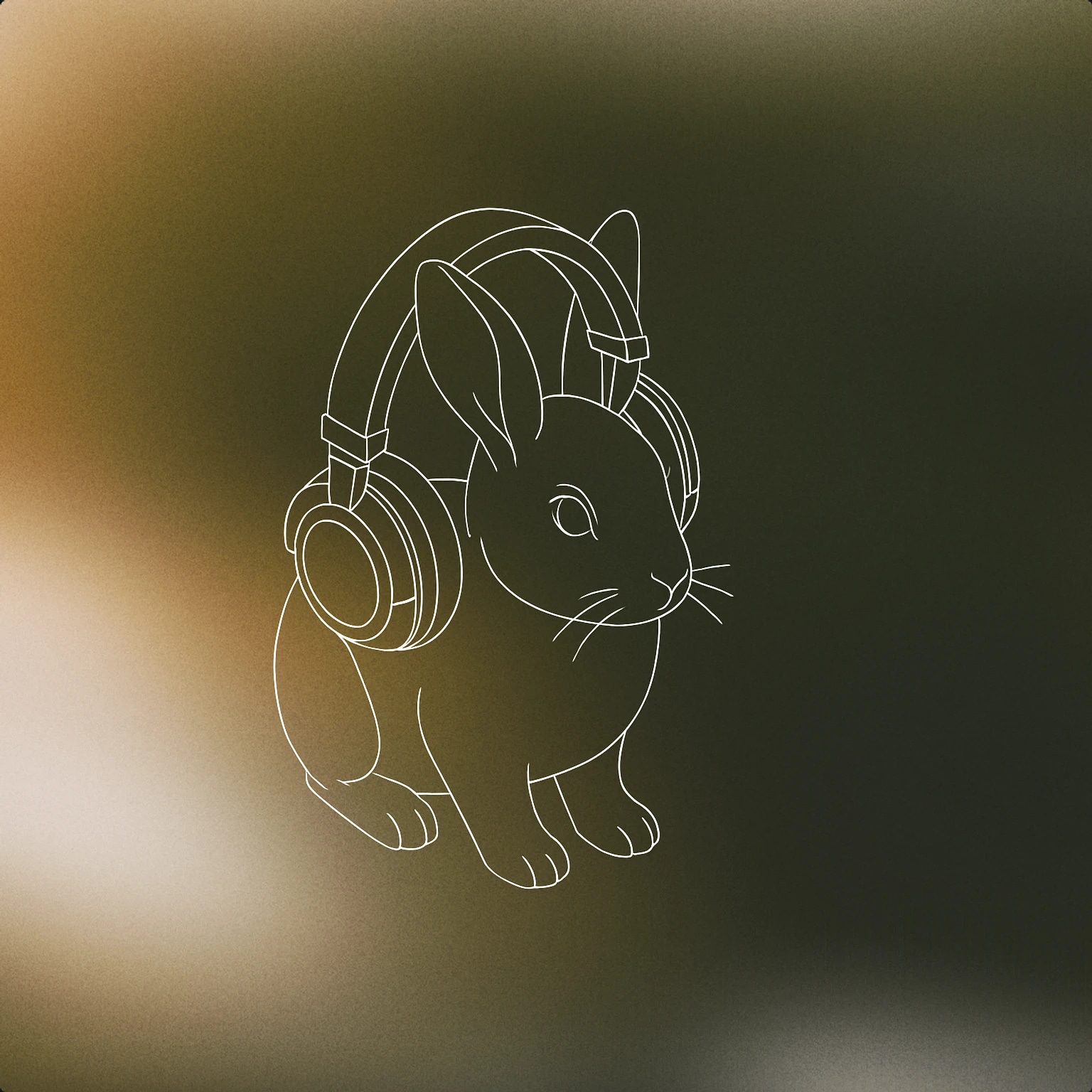 Cover of A bunny wearing oversized, stylized headphones with one ear slightly poking out from under the band for Bunny sound effects