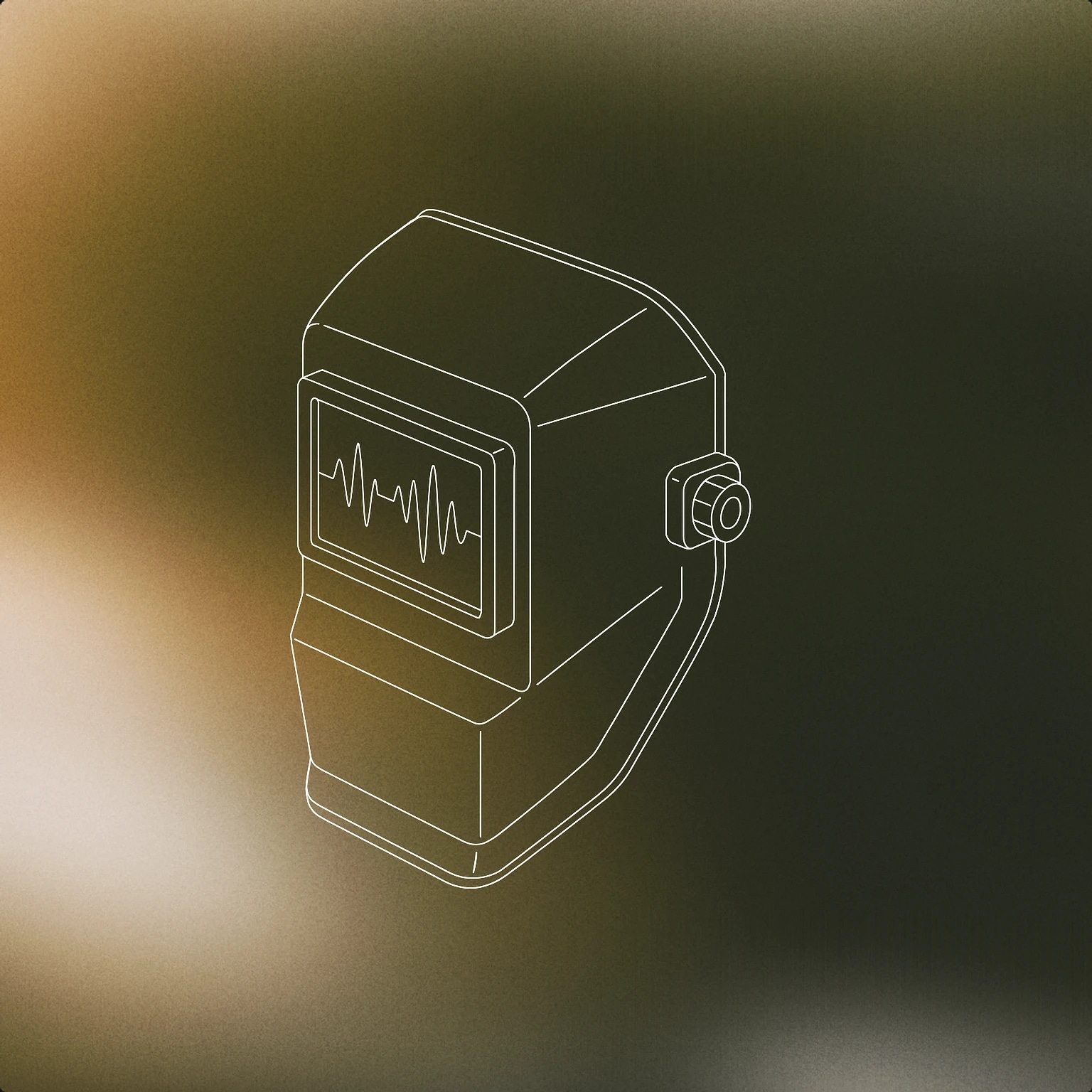 Cover of A welding mask with stylized soundwave reflections on the visor for Welding sound effects