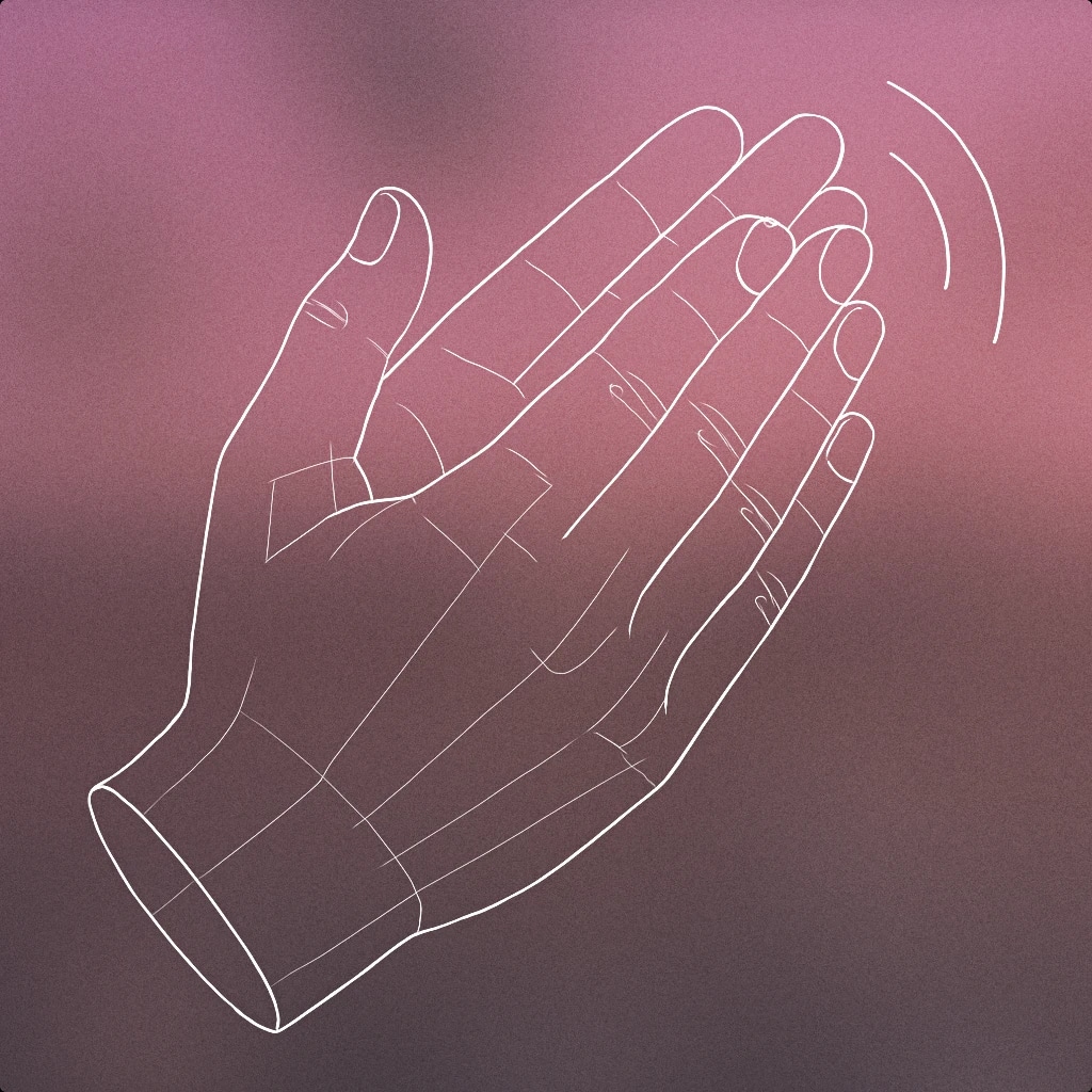 Cover of A large, simplified hand clapping with two curved motion lines for Action sound effects