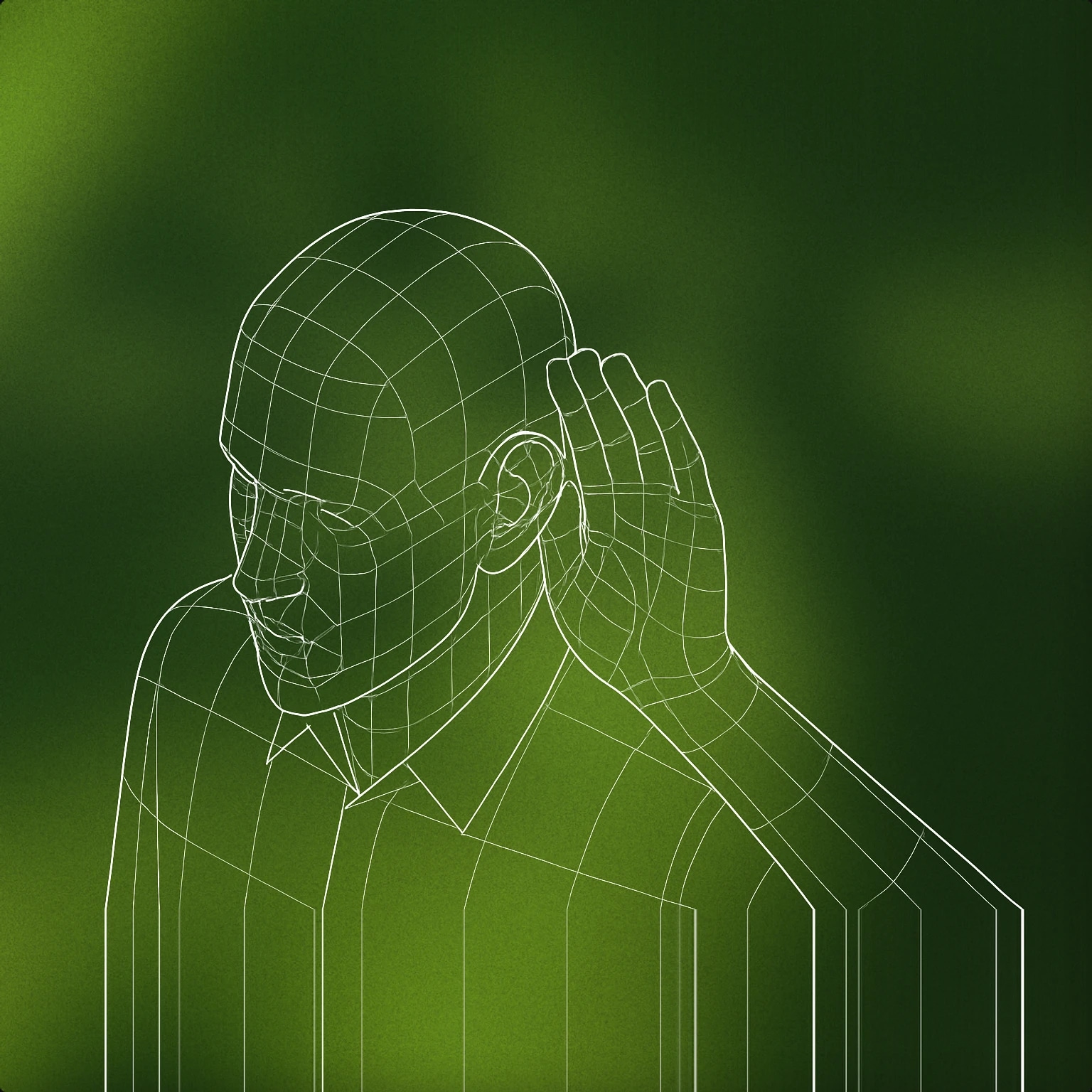 Cover of A person with visible ear and hand cupped behind the ear for Person sound effects