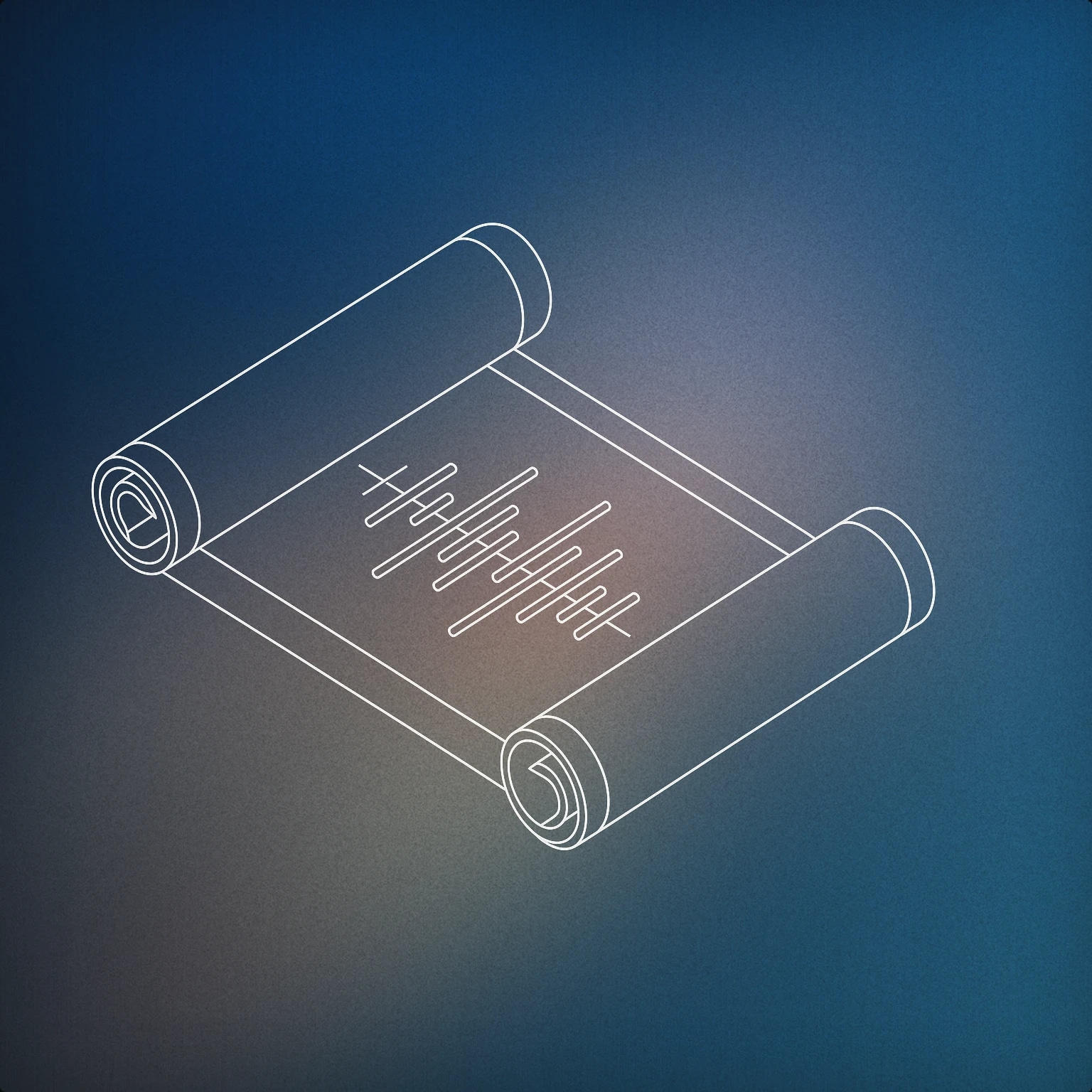 Cover of rolled parchment with a stylized audio waveform inscribed along its length for Scroll sound effects