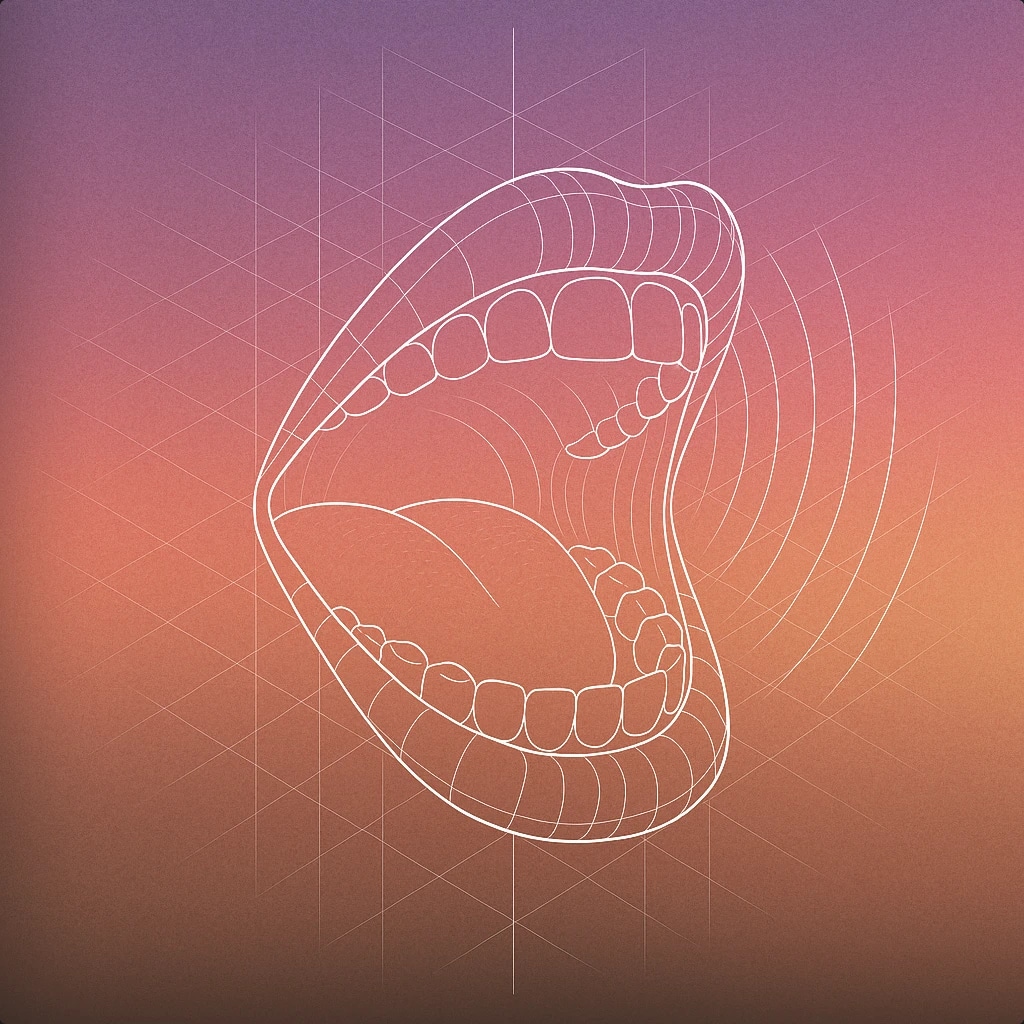 Cover of a stylized open mouth with curved lines radiating outward for Laughter sound effects