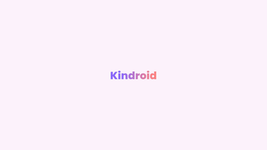 Alt text: "Colorful text reading 'Kindroid' on a light purple background."