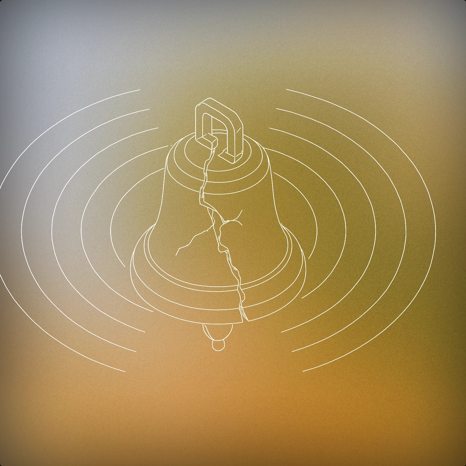 Cover of A cracked, shattered bell with sound vibrations radiating outward for Bomb Explosion sound effects