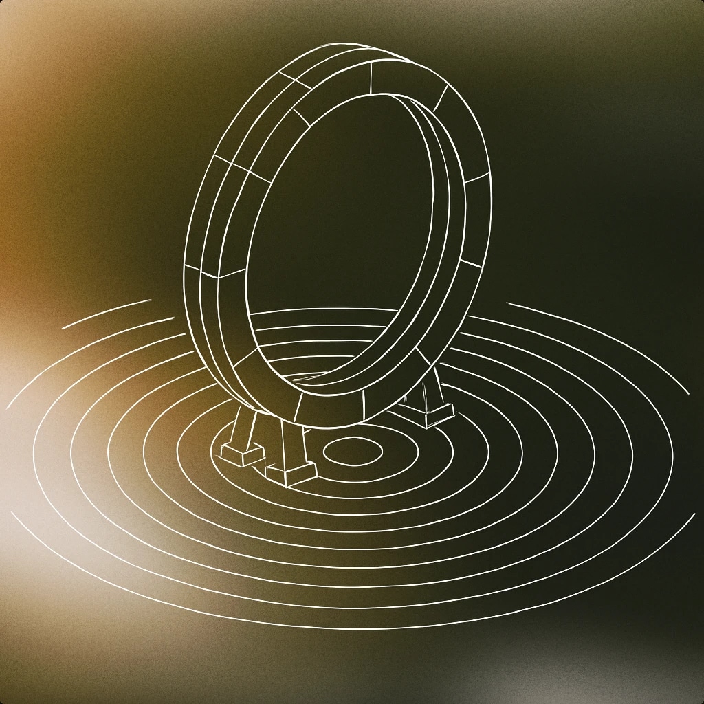 Cover of a stylized portal ring emitting concentric sound ripples for Teleport sound effects