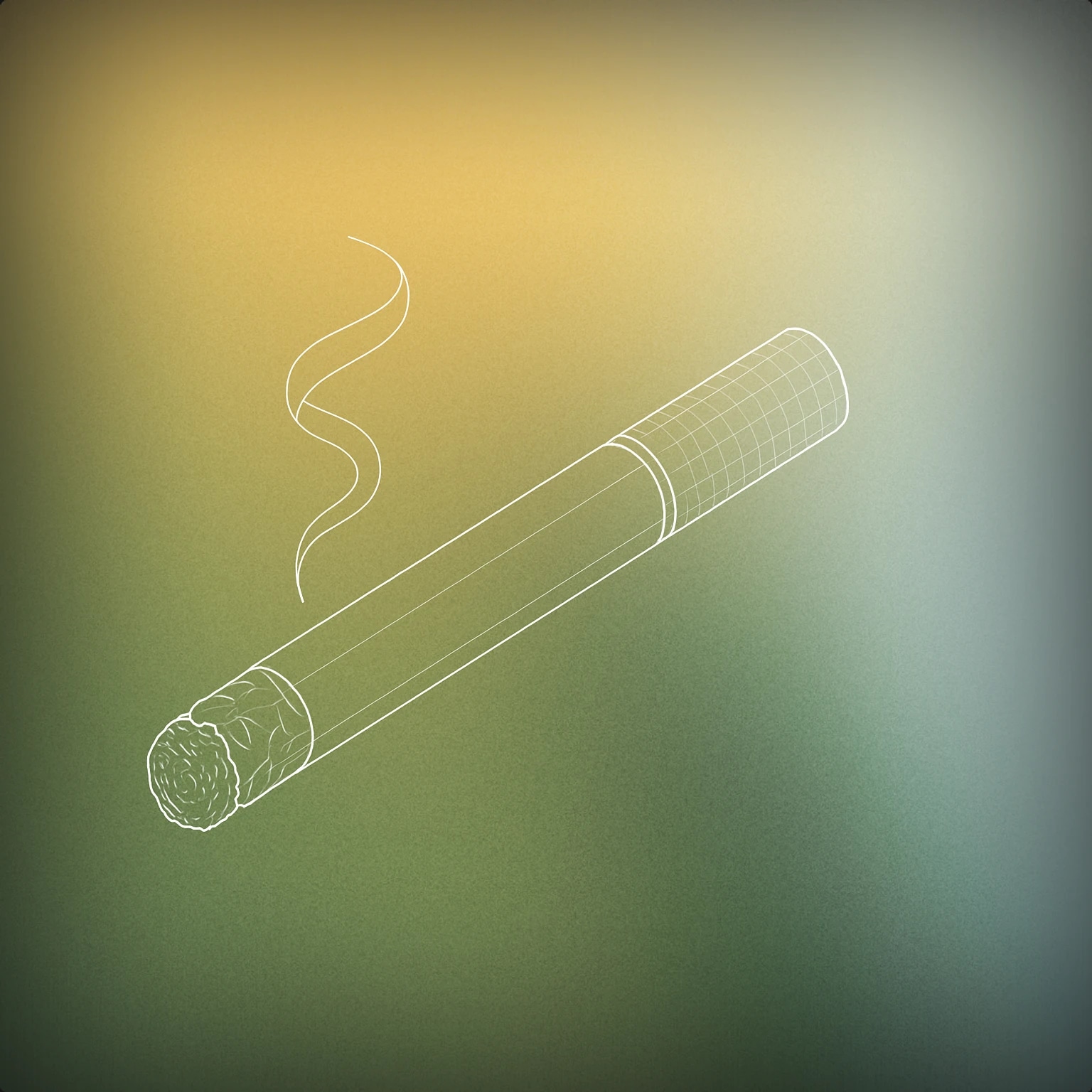 Cover of an extinguished cigarette with a subtle wisp of smoke rising in a spiral above the tip for Cigarette sound effects