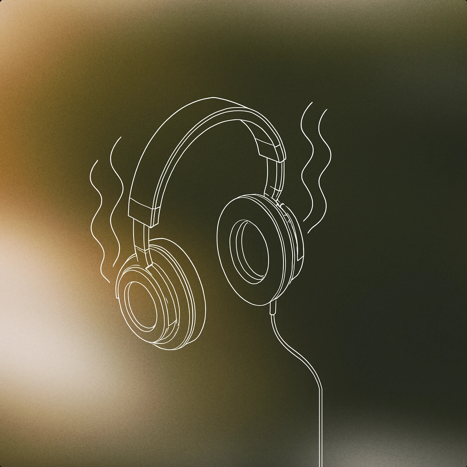 Cover of a pair of headphones with visible wavy lines rising from the ear pads, shaped like odor trails for Stinky sound effects
