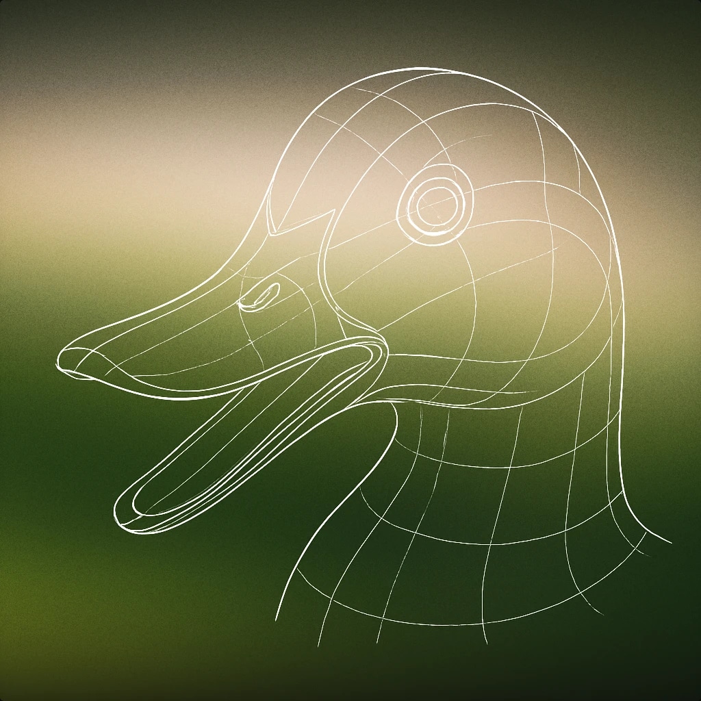 Cover of a stylized duck bill slightly open as if making a sound for Quack sound effects