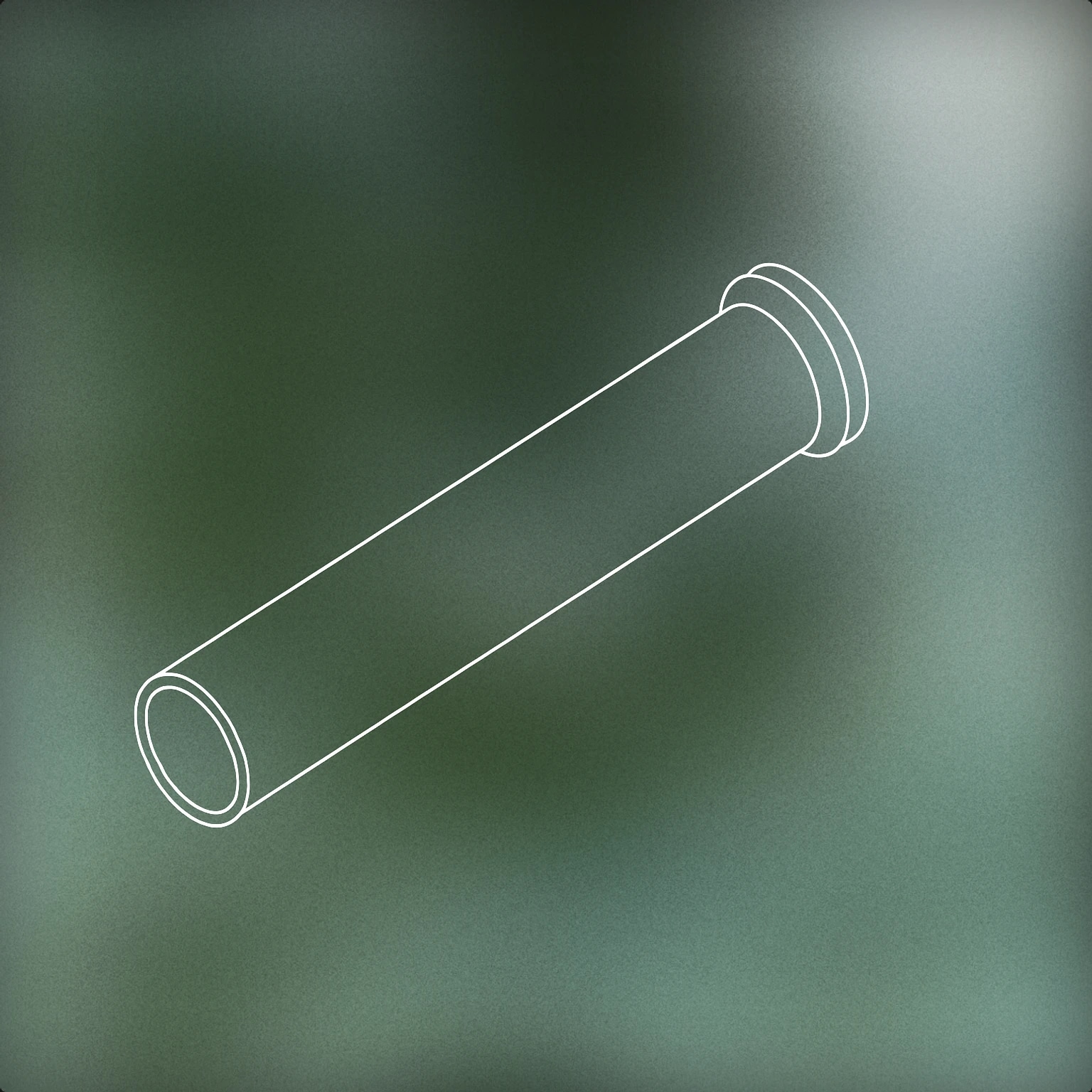 Cover of A single, elongated cylindrical pipe with one open end and one slightly flared end, positioned diagonally to emphasize its hollow structure for Metal Pipe sound effects