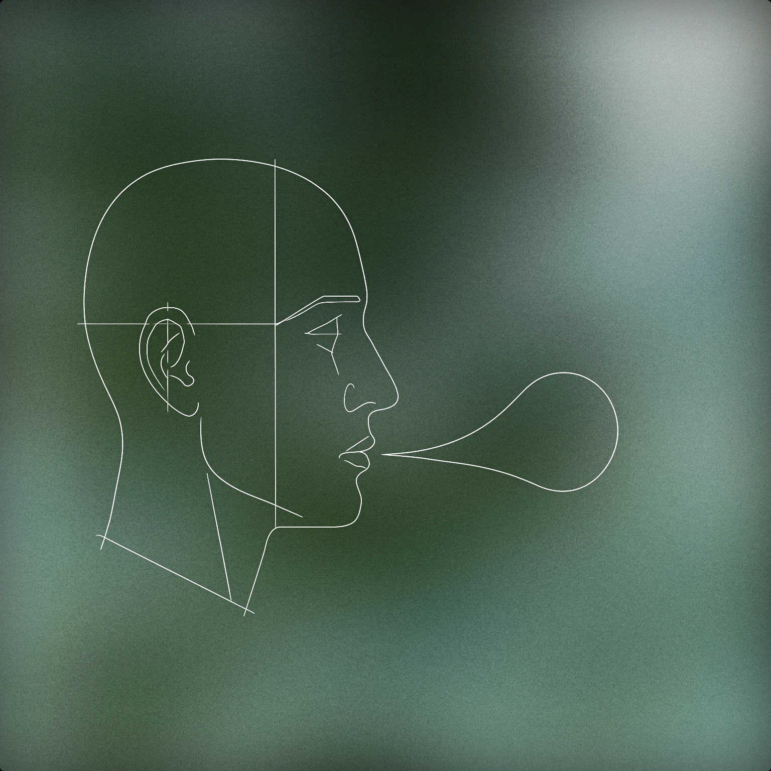 Cover of A stylized human face in profile with a minimal, flowing line curving outward from the lips to represent gentle exhalation for Woman Breathing sound effects
